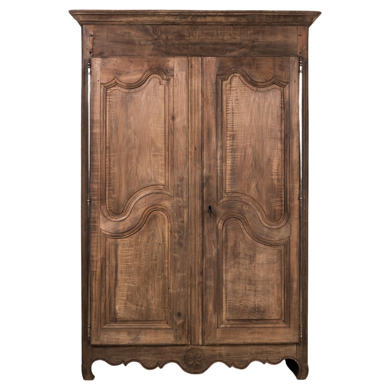 Rustic 19th C Antique French Louis XV Style Armoire or Wardrobe