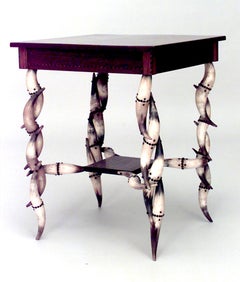 Rustic Continental Steer Horn End Table