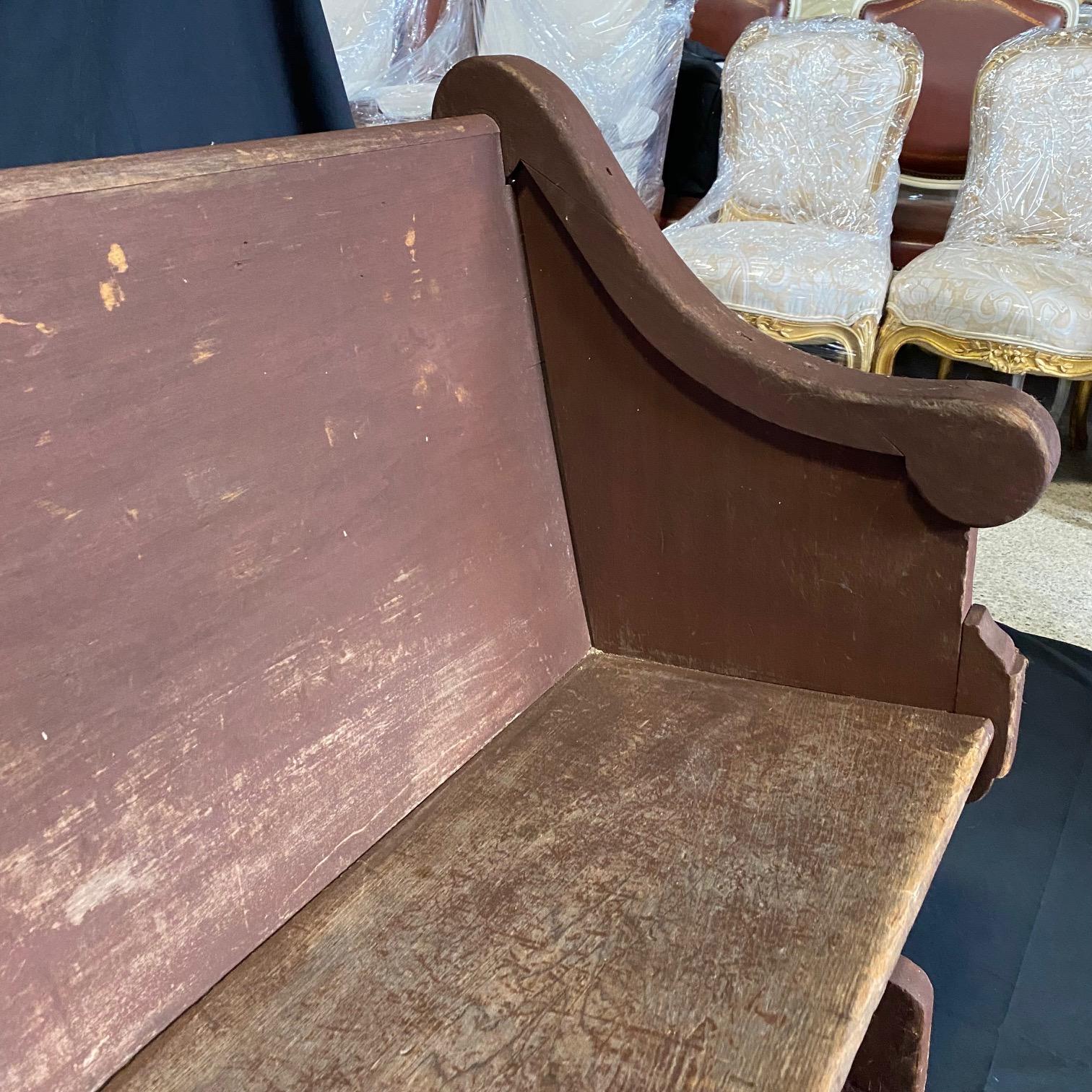 Wood Rustic 19th Century Americana Church Pew Bench with Original Paint