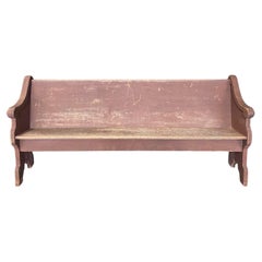 Rustic 19th Century Americana Church Pew Bench with Original Paint