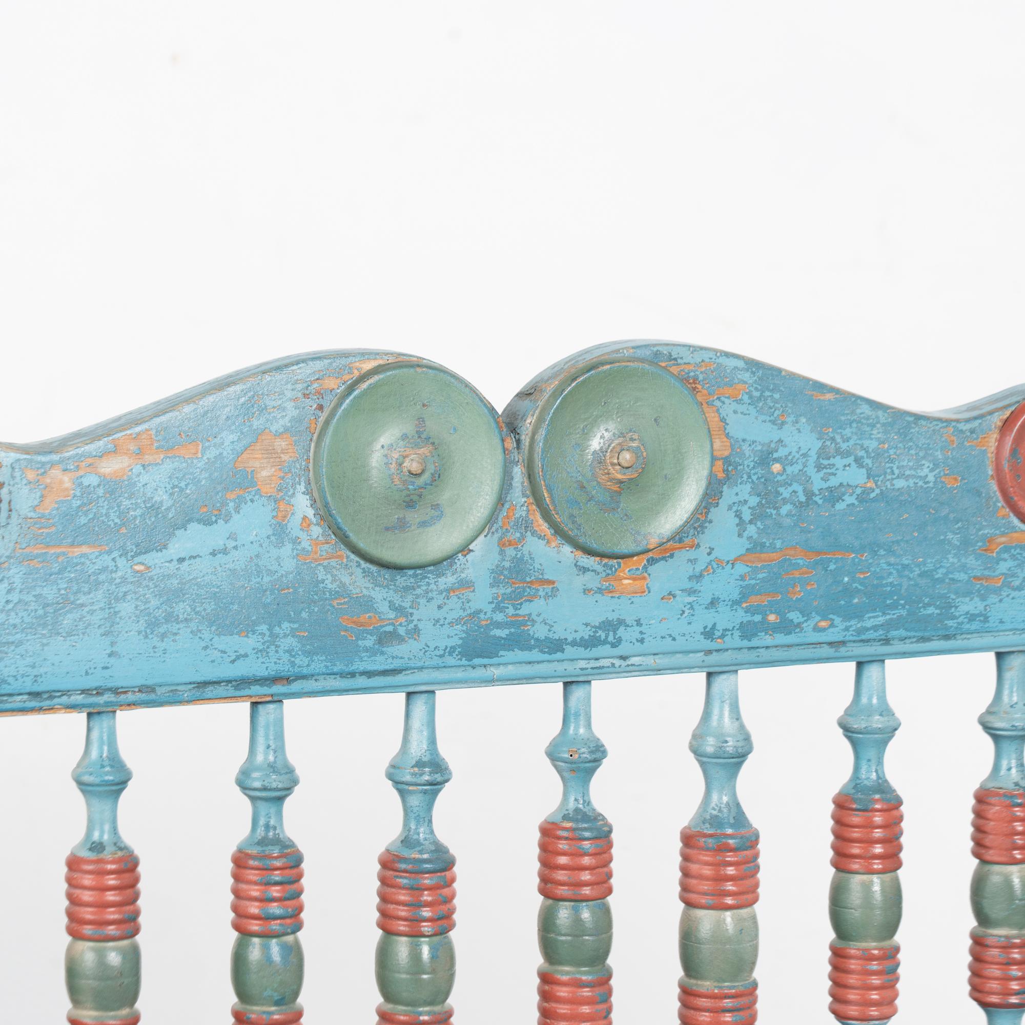 Rustic 19th Century Blue Painted Pine Bench, Denmark For Sale 2
