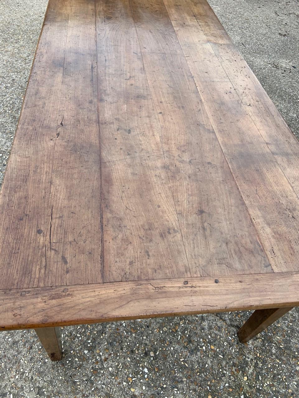Rustic 19th Century Cherry Farmhouse Table with Bread Slide In Good Condition In Billingshurst, GB
