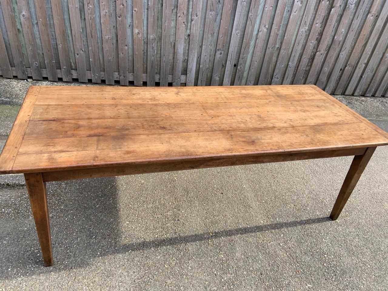 Rustic 19th Century Cherry Farmhouse Table with Bread Slide 1