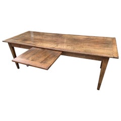 Rustic 19th Century Cherry Farmhouse Table with Bread Slide