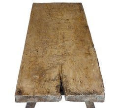 Rustic 19th Century elm pig bench