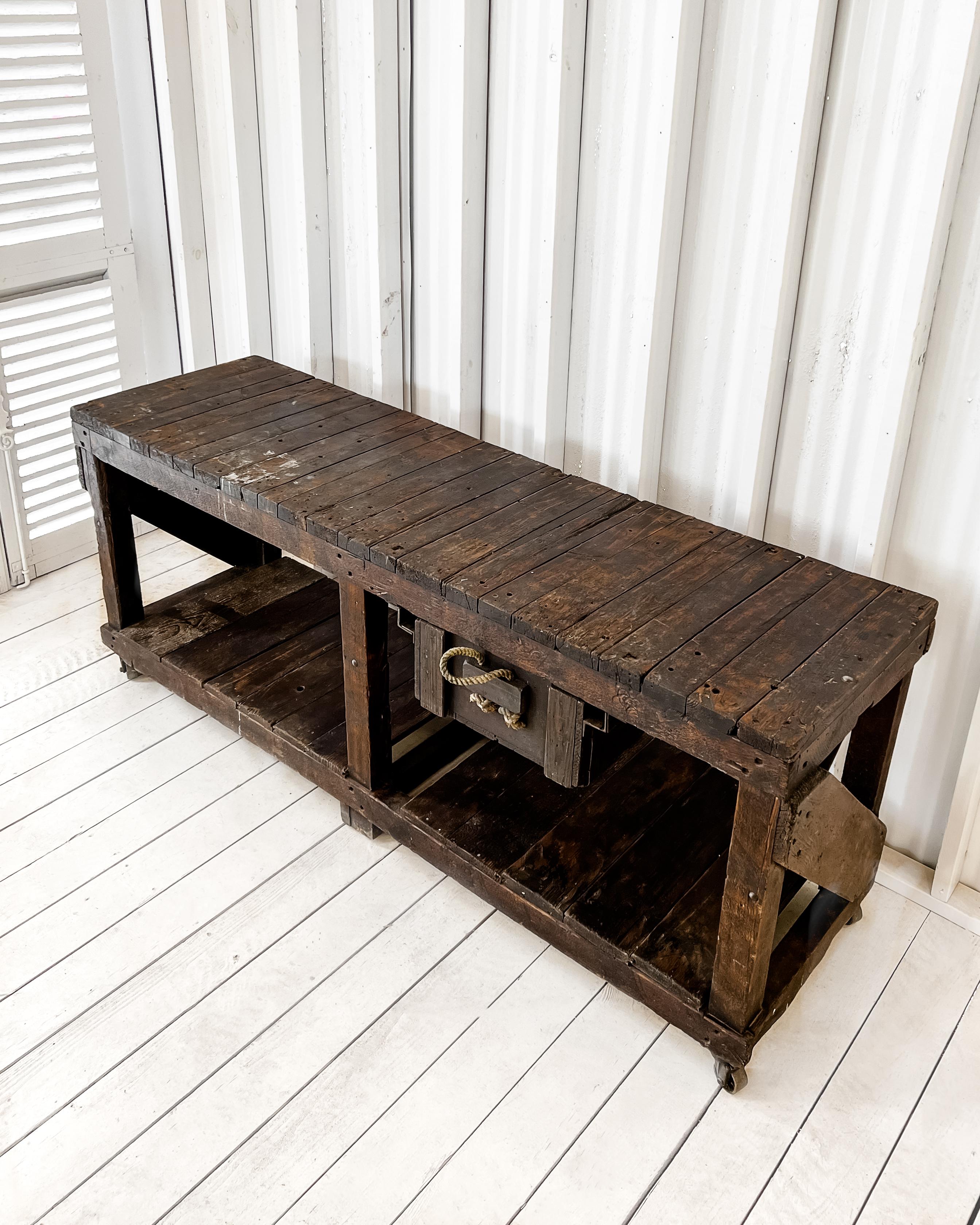 Rustic 19th Century English Workbench, Kitchen Island 3