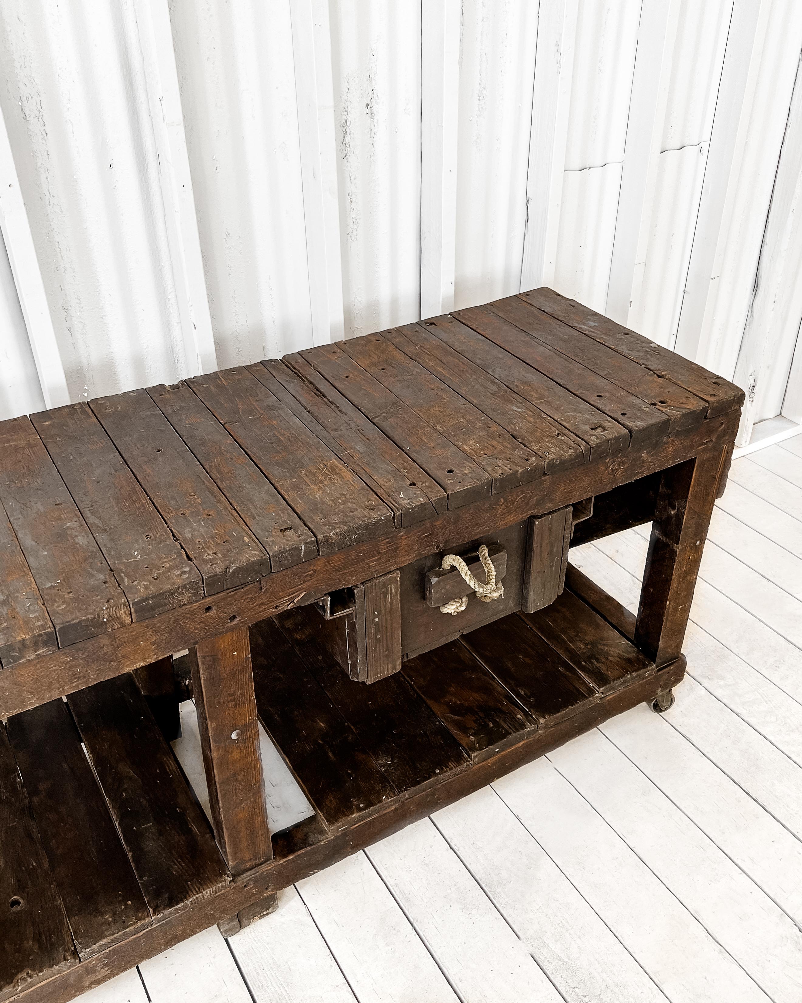 Rustic 19th Century English Workbench, Kitchen Island 4