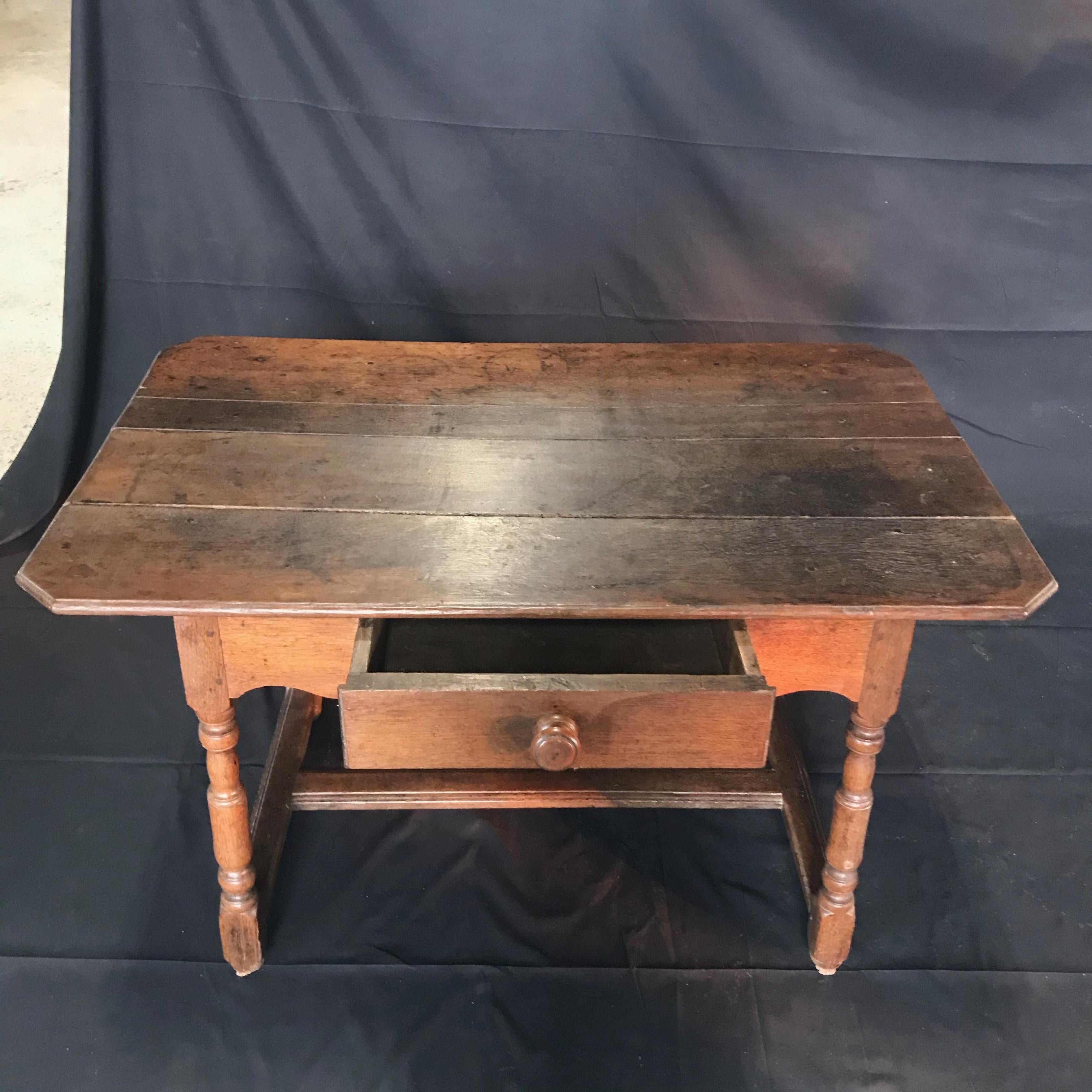 French Provincial Rustic 19th Century French Country Walnut Side Table or Desk