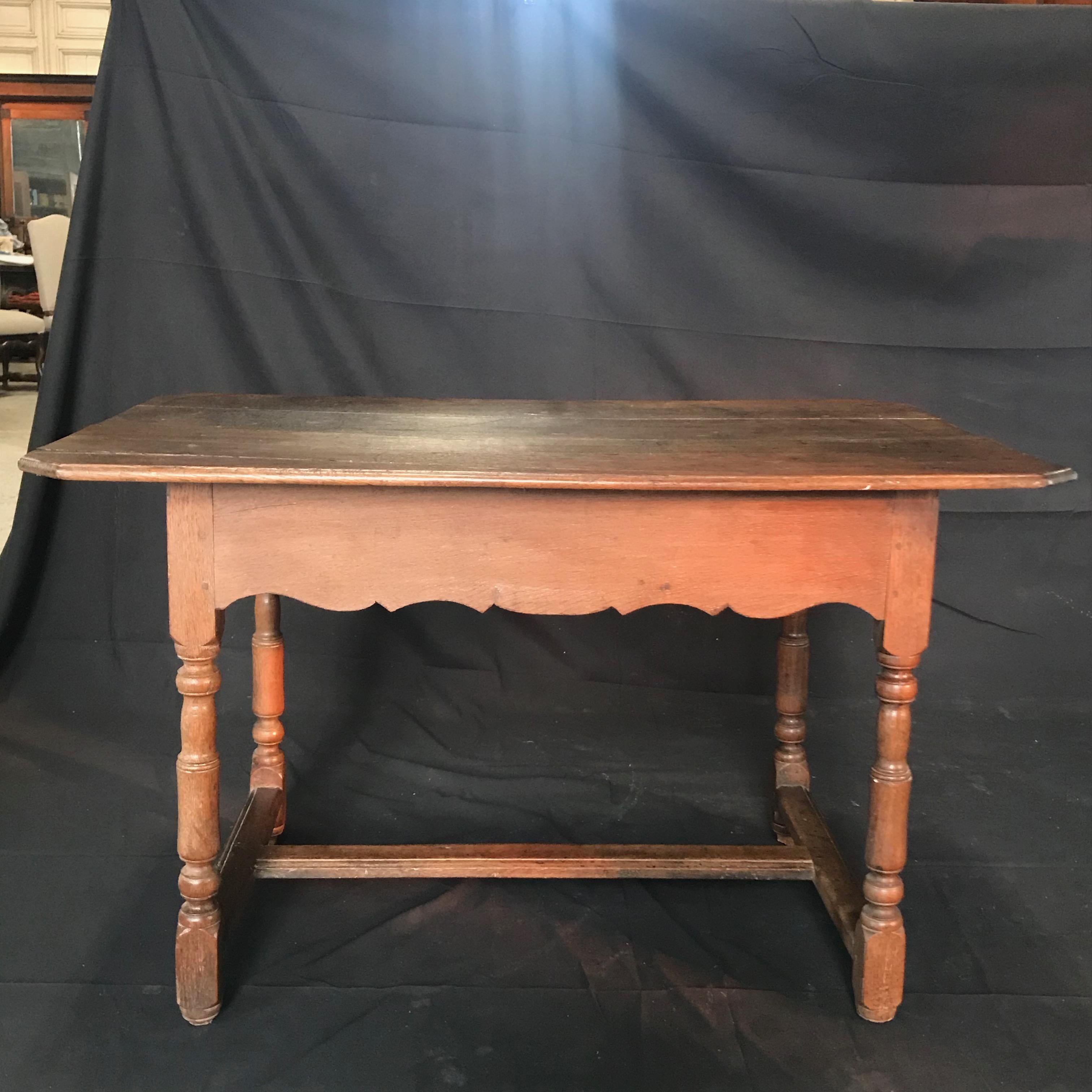 Rustic 19th Century French Country Walnut Side Table or Desk 3
