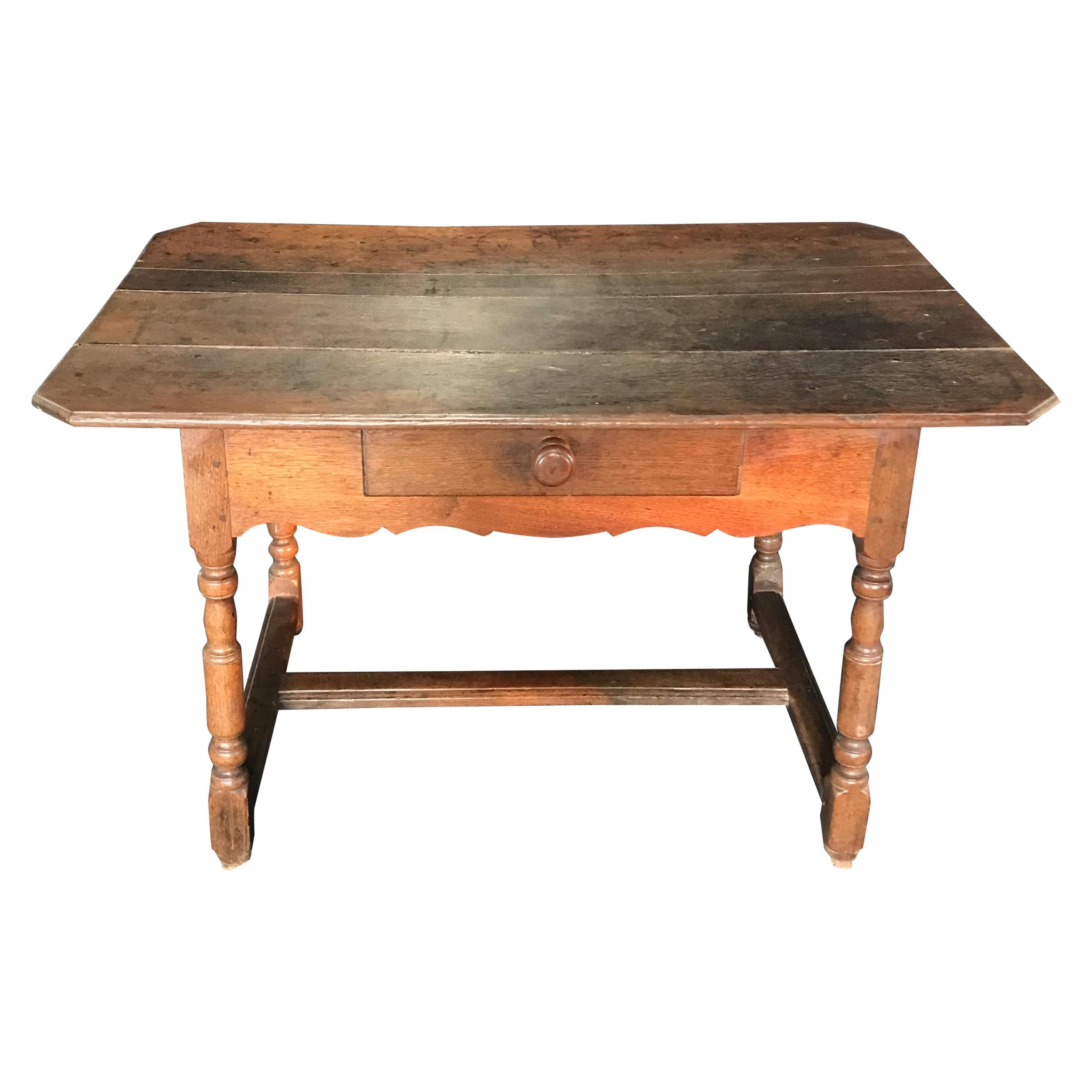 Rustic 19th Century French Country Walnut Side Table or Desk