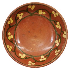 Rustic 19th Century French Fruit and Vegetable Pottery Bowl with Rust Glaze