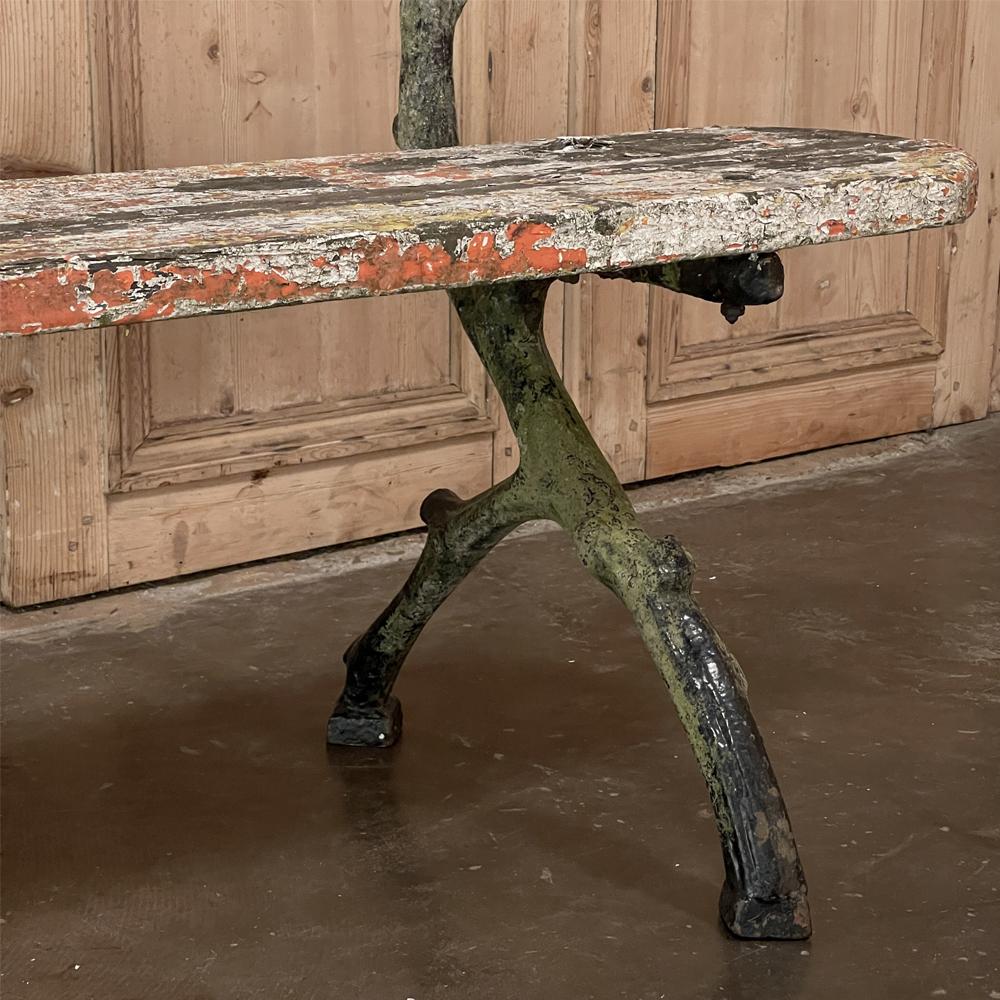 Rustic 19th Century French Garden Bench with Cast Iron Legs For Sale 2