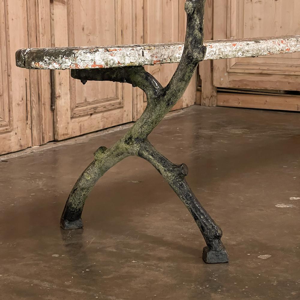 Rustic 19th Century French Garden Bench with Cast Iron Legs For Sale 8