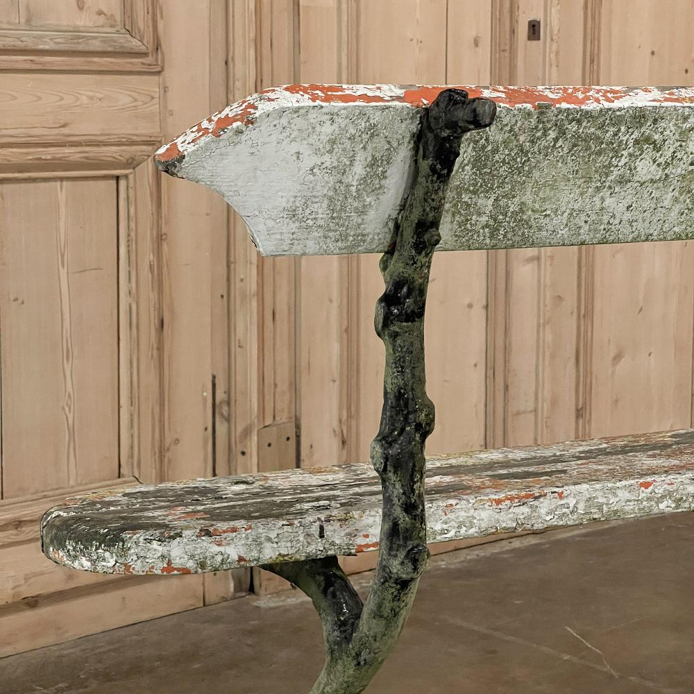 Rustic 19th Century French Garden Bench with Cast Iron Legs For Sale 9