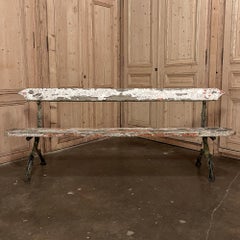 Rustic 19th Century French Garden Bench with Cast Iron Legs