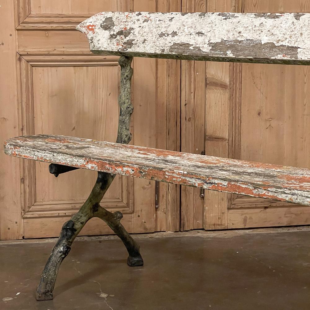 Late 19th Century Rustic 19th Century French Garden Bench with Cast Iron Legs For Sale