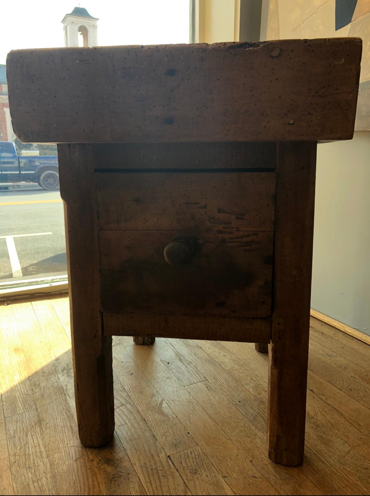 Rustic 19th Century French Provincial Beech Butchers Table In Distressed Condition In Middleburg, VA