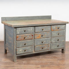 Rustic 19th Century Gray Apothecary Work Table Counter Sideboard