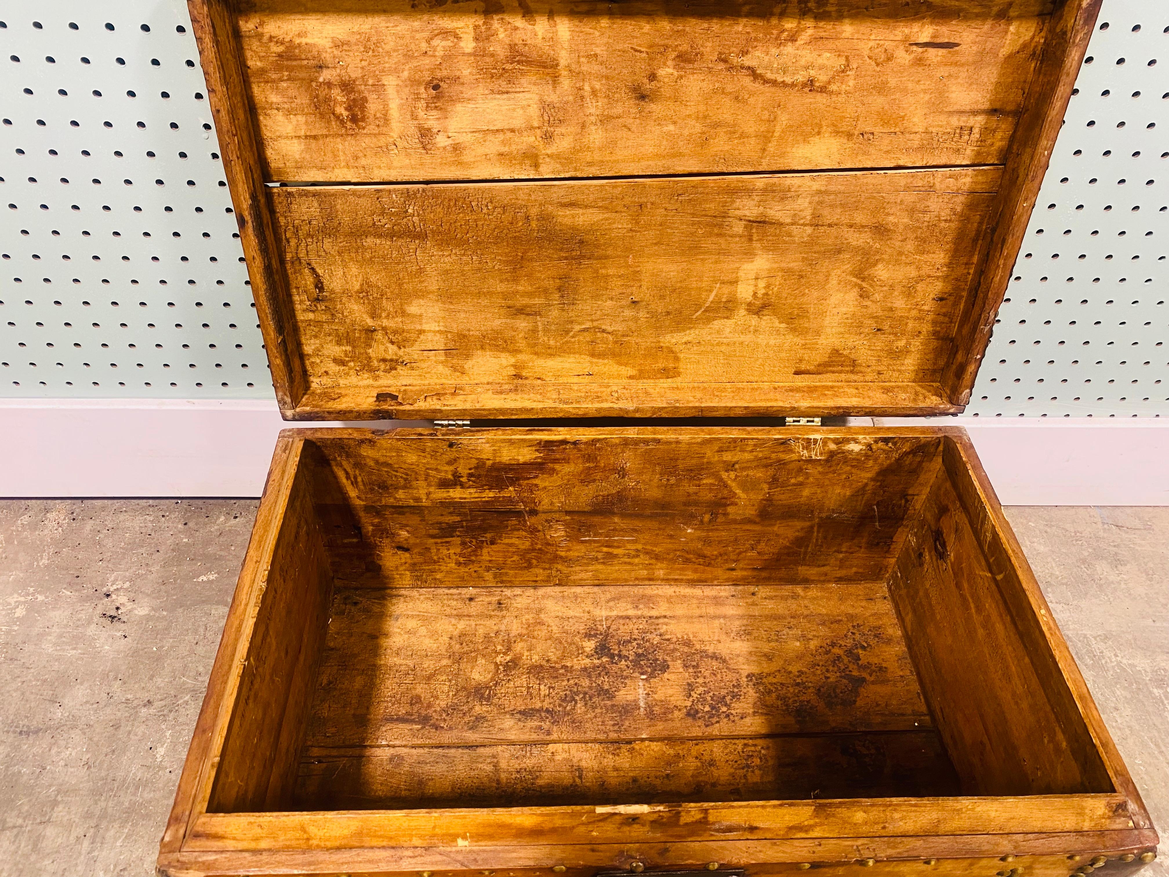 Hand-Crafted Rustic 19th century handmade chest For Sale