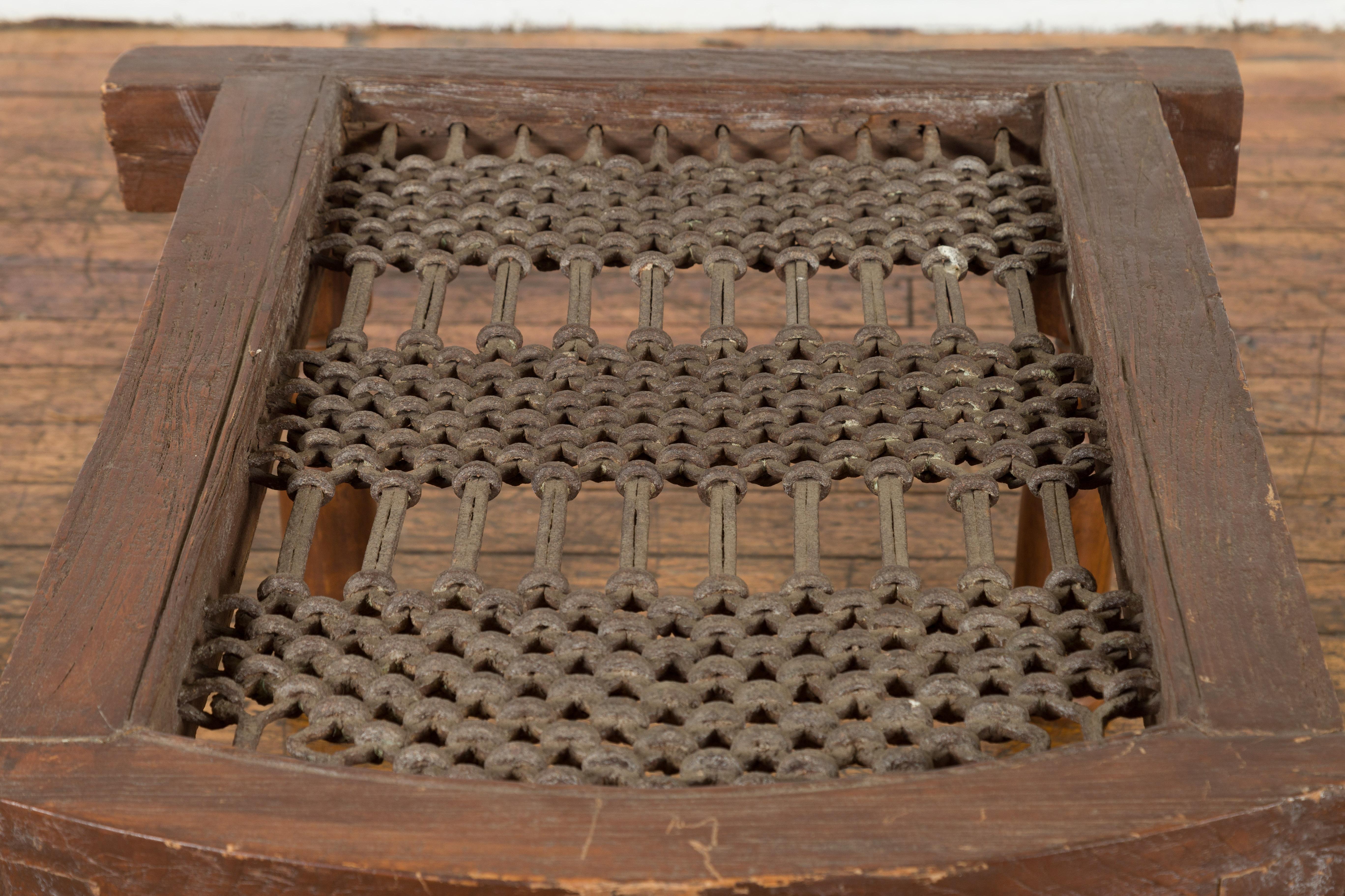 Rustic 19th Century Indian Iron Window Grate Made Into a Coffee Table For Sale 6