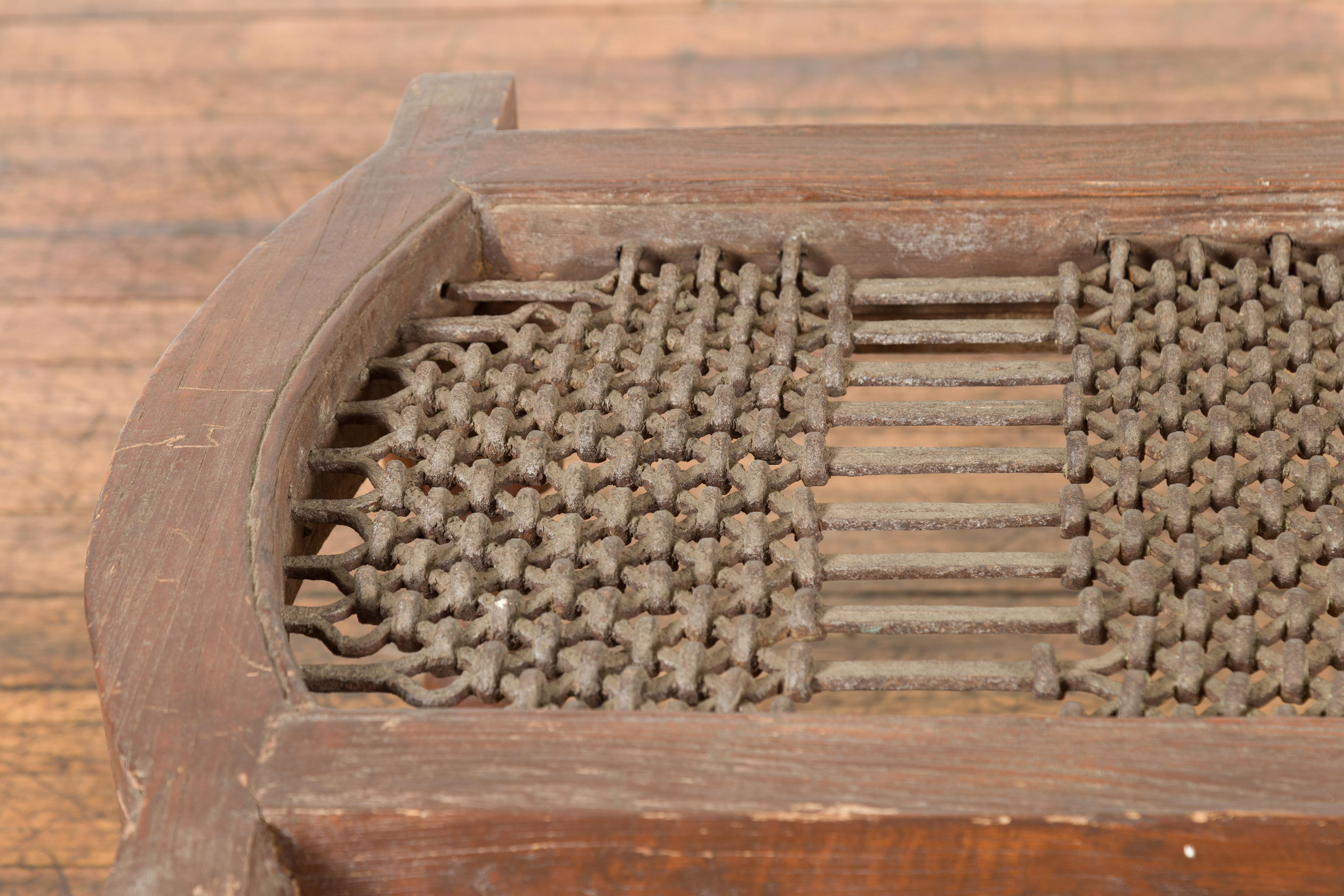 Rustic 19th Century Indian Iron Window Grate Made Into a Coffee Table For Sale 3