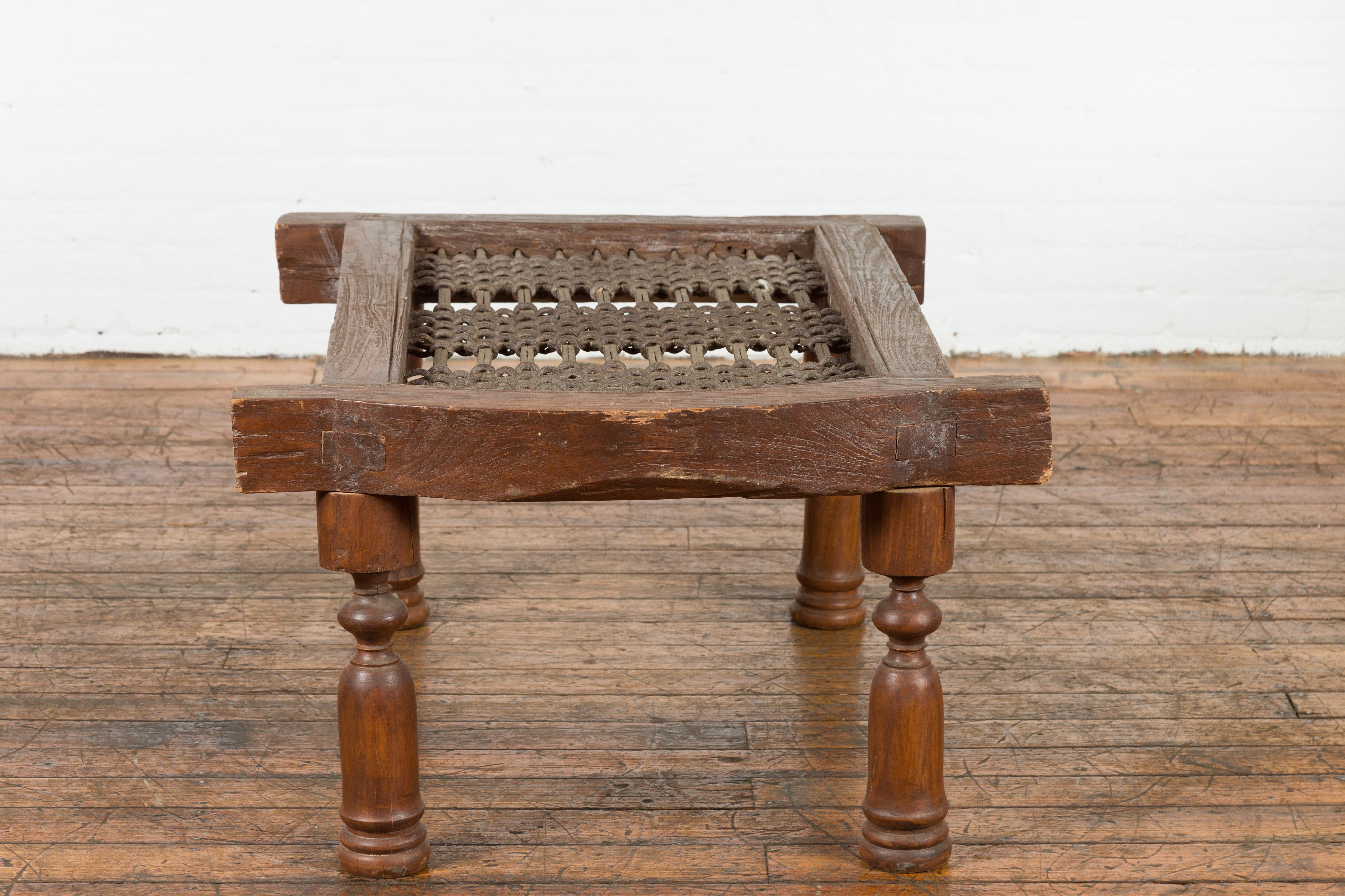 Rustic 19th Century Indian Iron Window Grate Made Into a Coffee Table For Sale 5