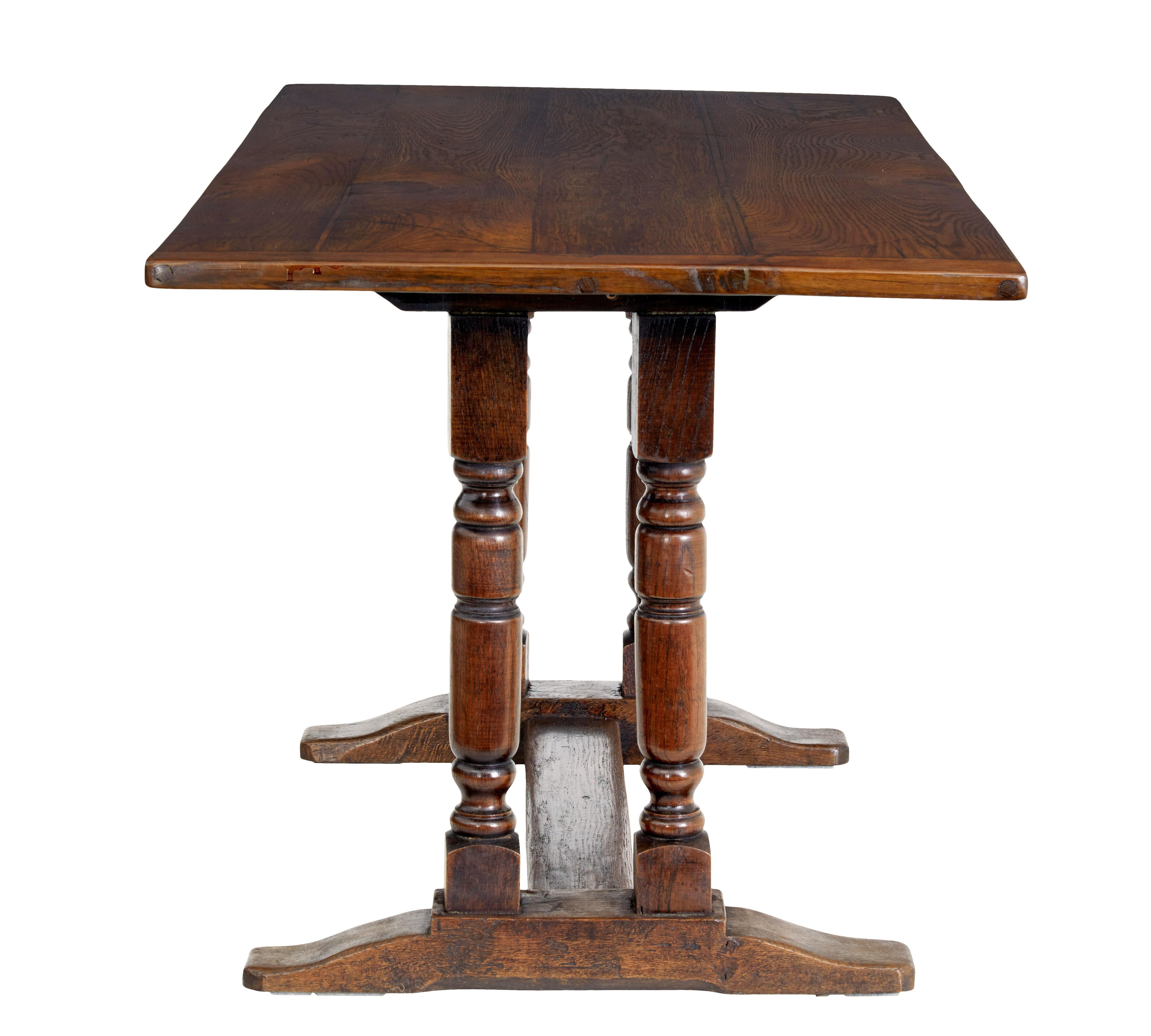 Rustic 19th Century oak dining table In Good Condition In Debenham, Suffolk