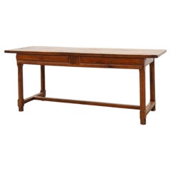 Mesa de comedor rústica del siglo XIX, de Oak, con cajones que se abren lateralmente, Francia