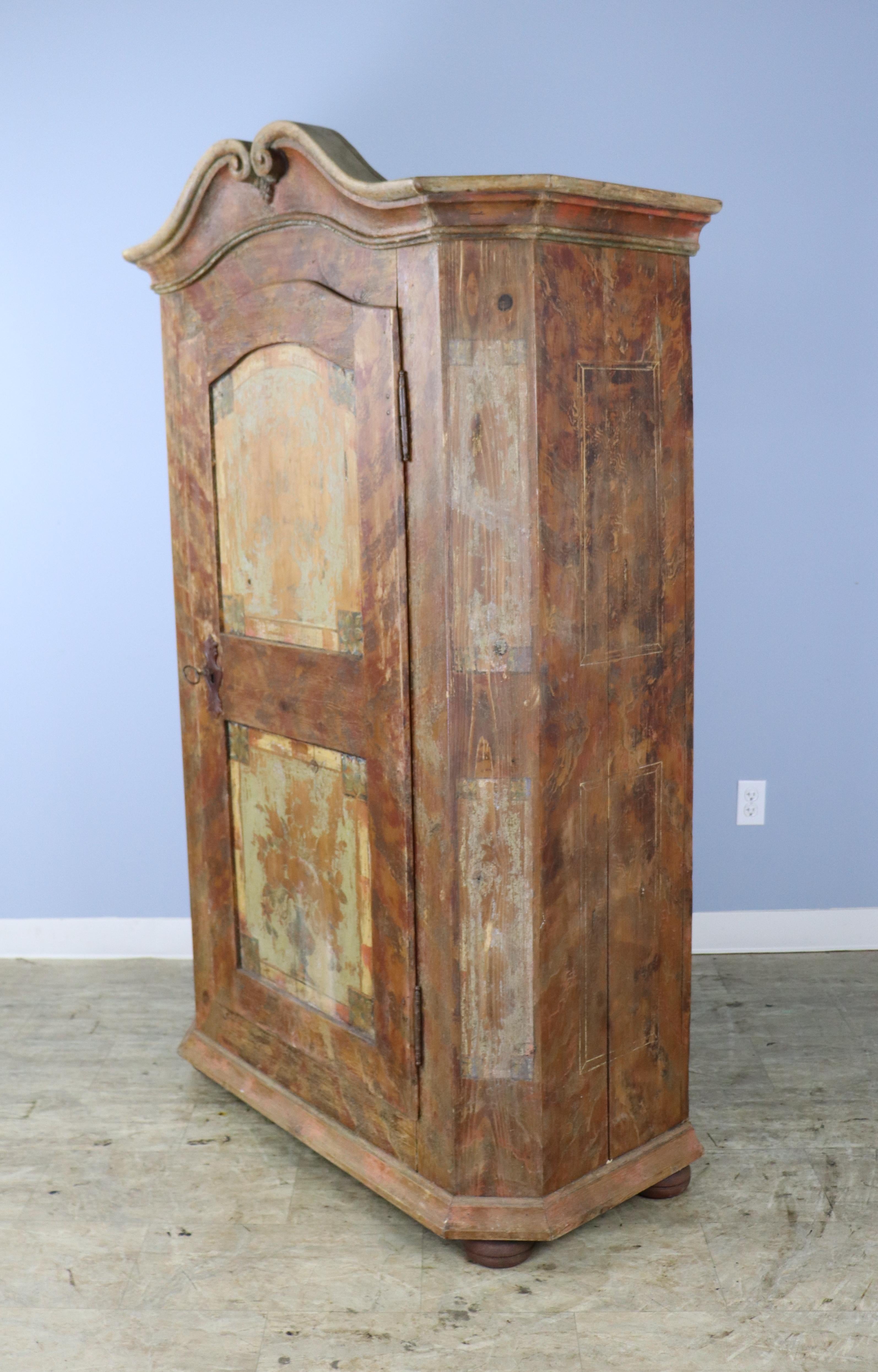French Rustic 19th Century Painted Armoire For Sale