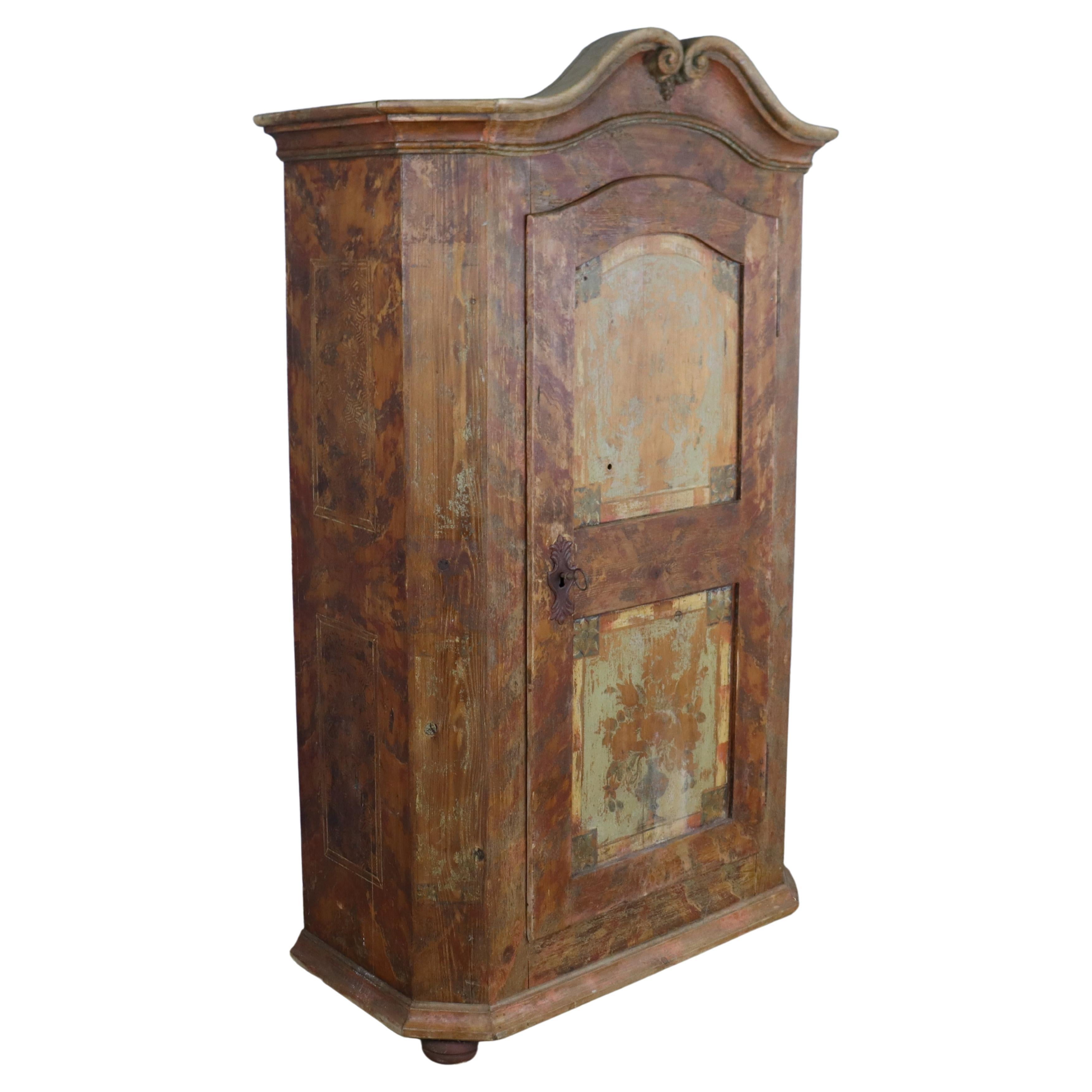 Rustic 19th Century Painted Armoire For Sale