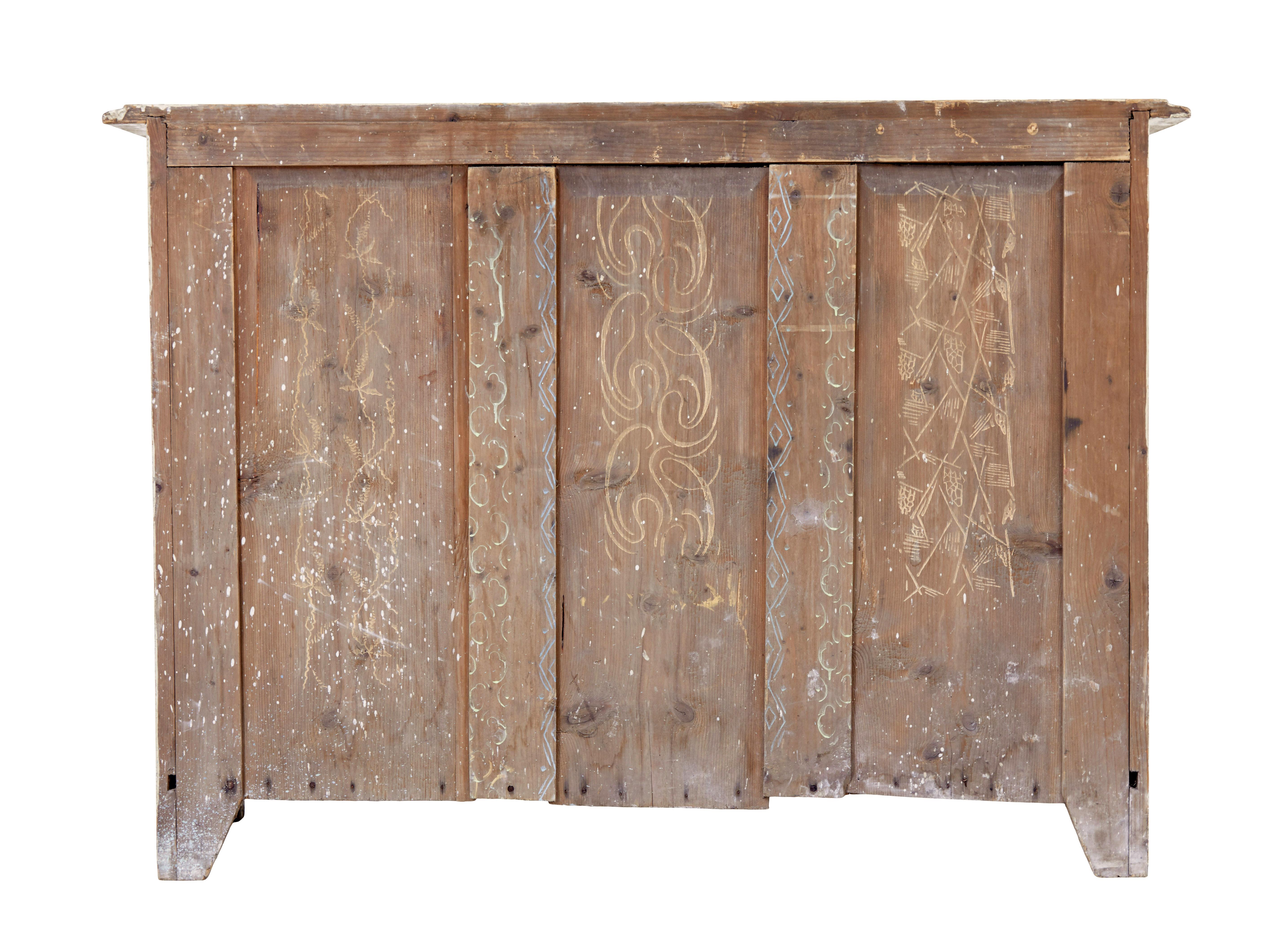 Rustic 19th century painted Swedish pine cupboard For Sale 1