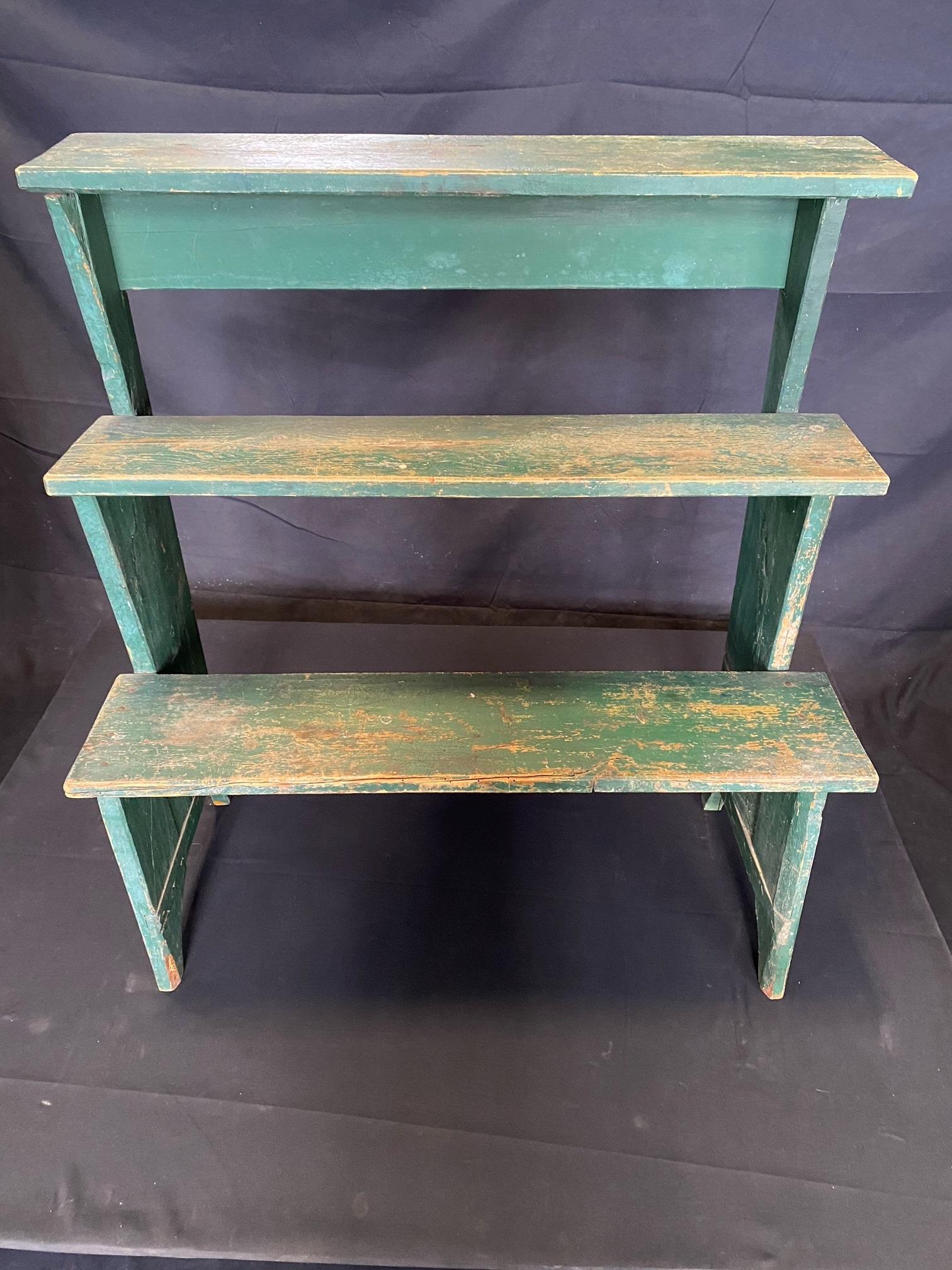 Rustic 19th Century Painted Tall French Waterfall Garden Pot Shelves or Stairs For Sale 7