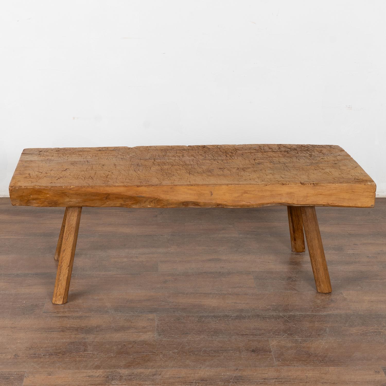 Hungarian Rustic 19th Century Peg Leg Narrow Coffee Table from Hungary