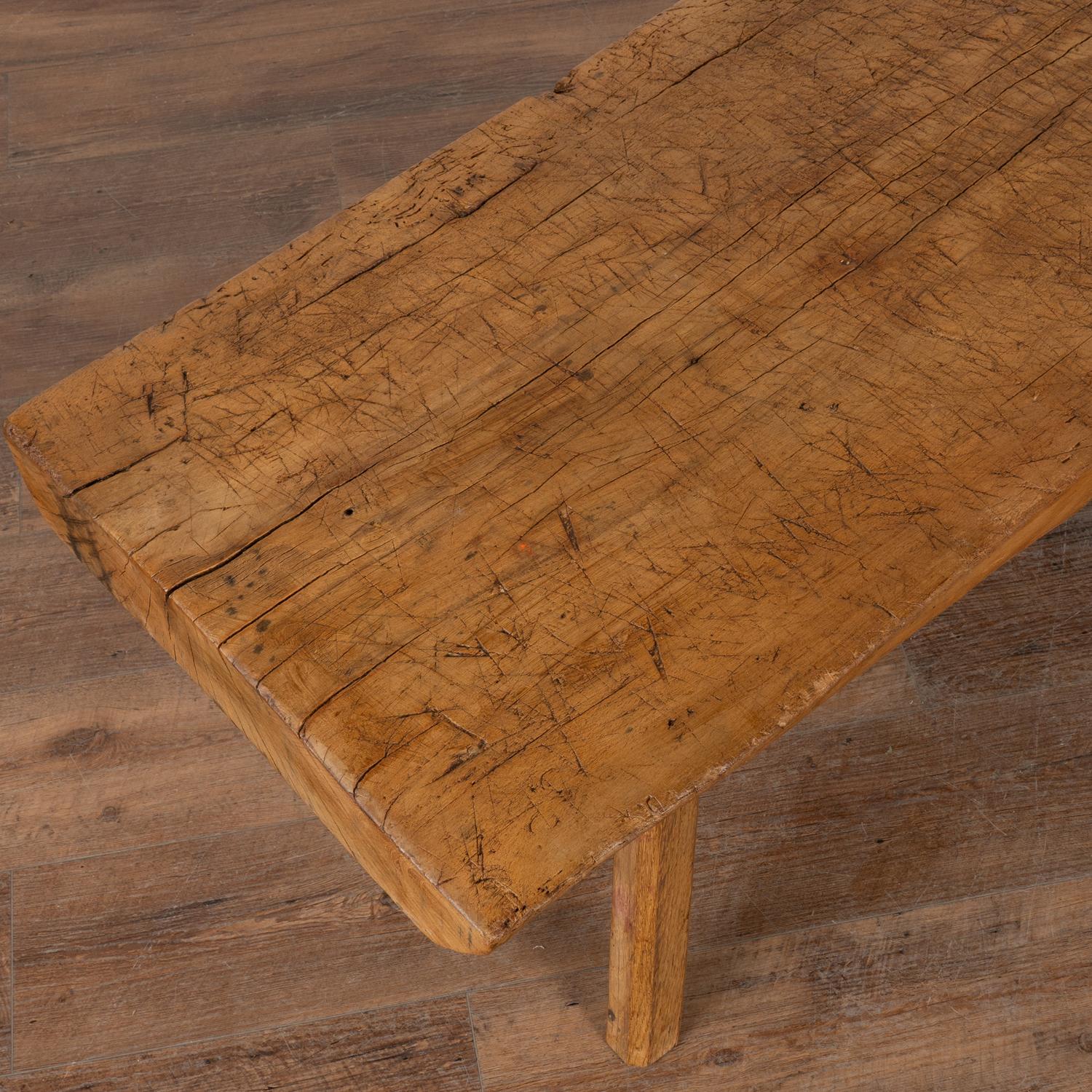 Wood Rustic 19th Century Peg Leg Narrow Coffee Table from Hungary