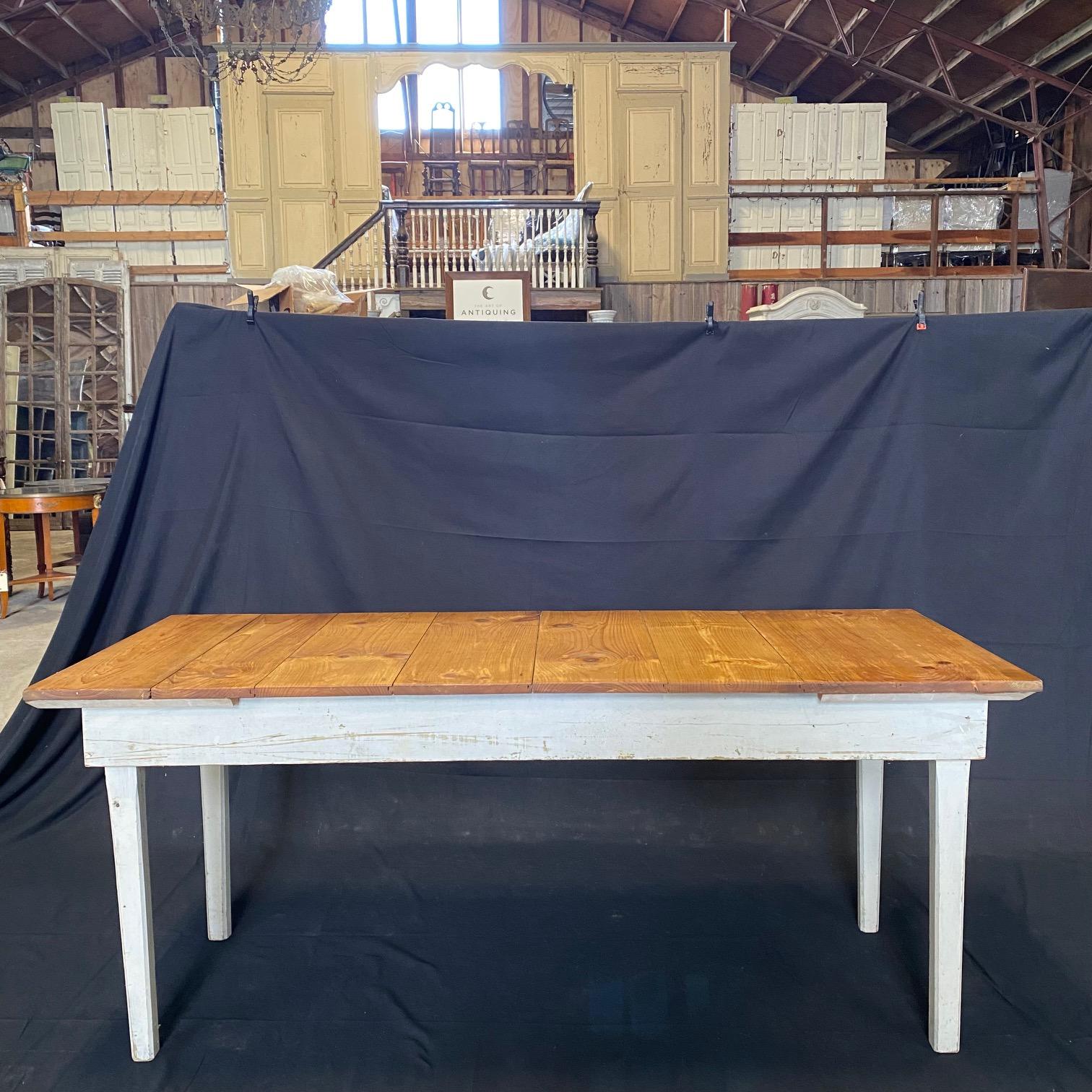 Rustic 19th Century Pine Farmhouse Dining Table from a Grange Hall in Maine For Sale 5