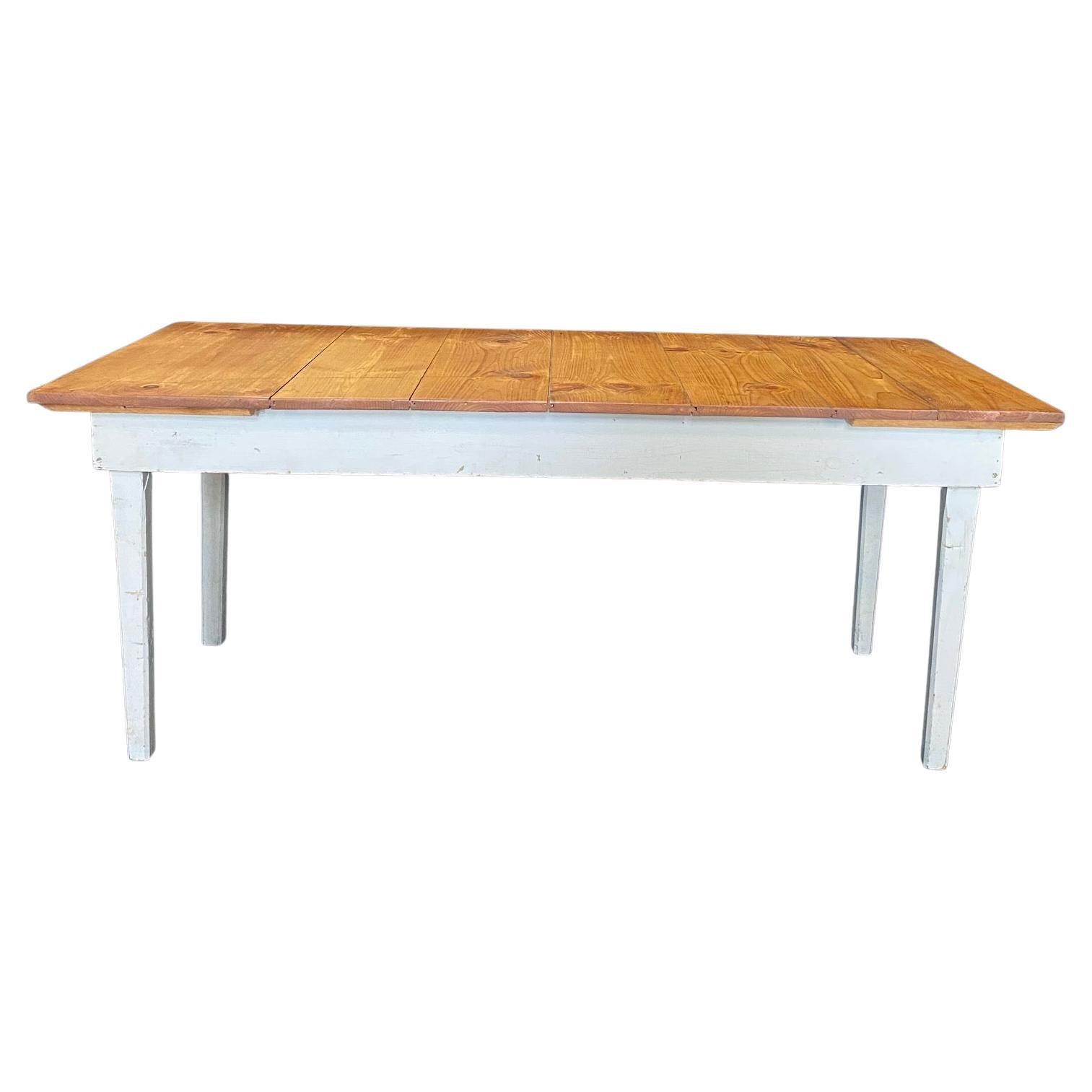 Rustic 19th Century Pine Farmhouse Dining Table from a Grange Hall in Maine For Sale