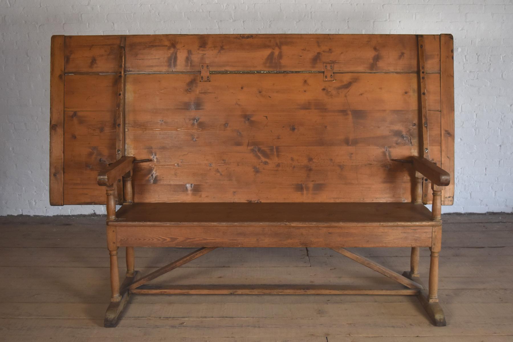 Rustic 19th century pine Settle-Table / Farmhouse Table 1