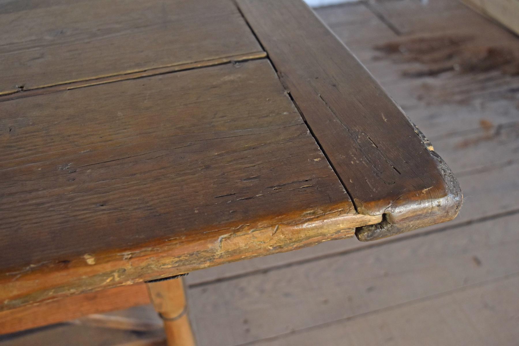 Rustic 19th century pine Settle-Table / Farmhouse Table 3