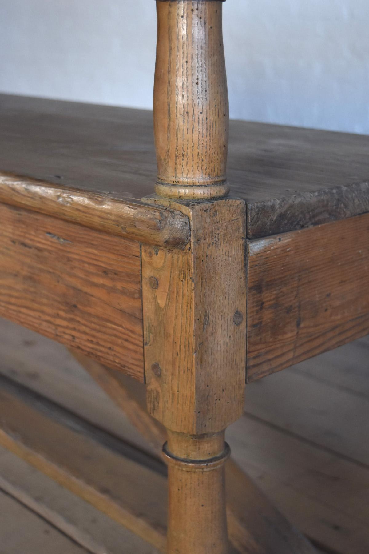 Rustic 19th century pine Settle-Table / Farmhouse Table 4