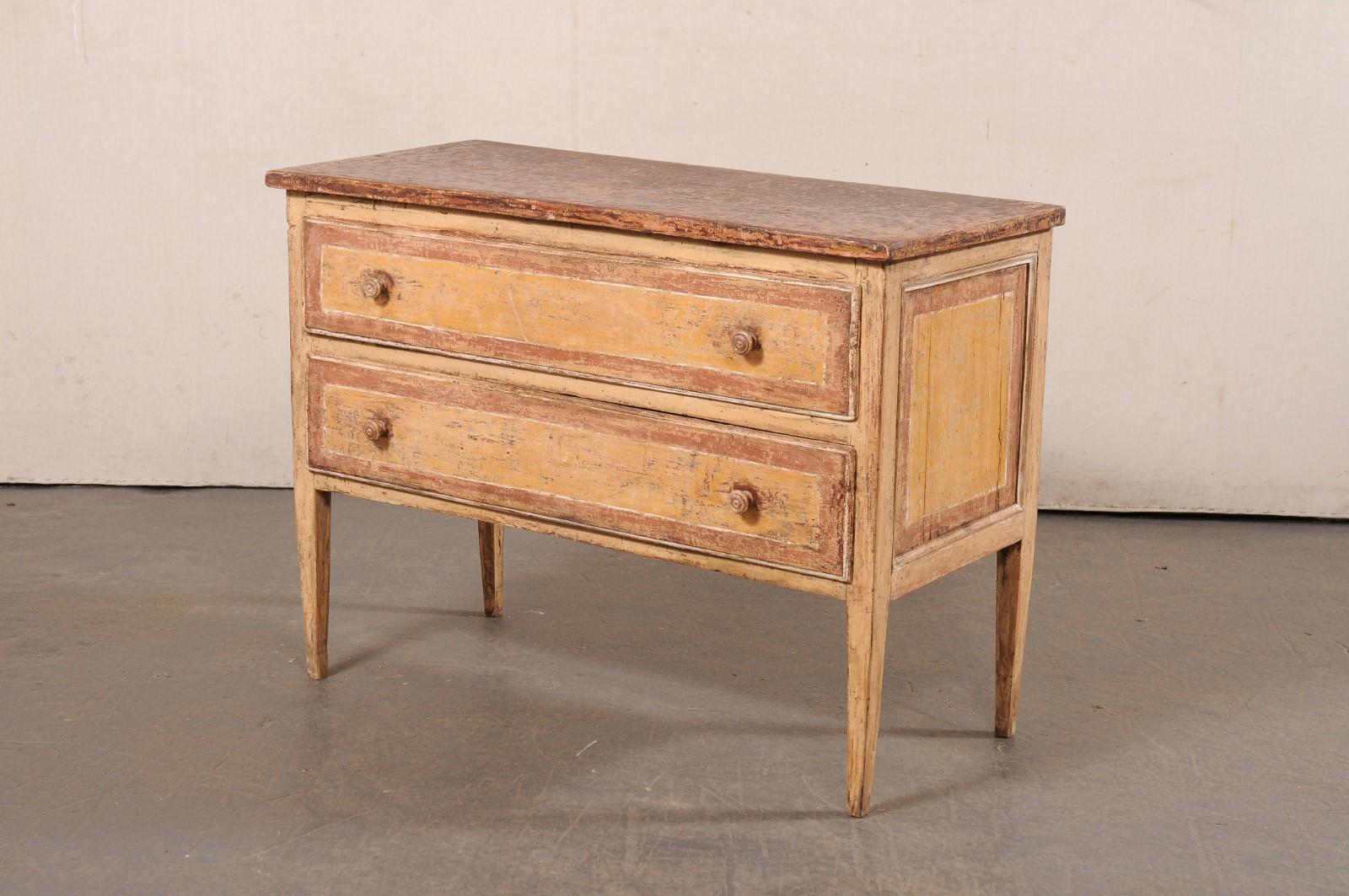 Rustic 19th Century Raised 2-Drawer Chest, Italy For Sale 6