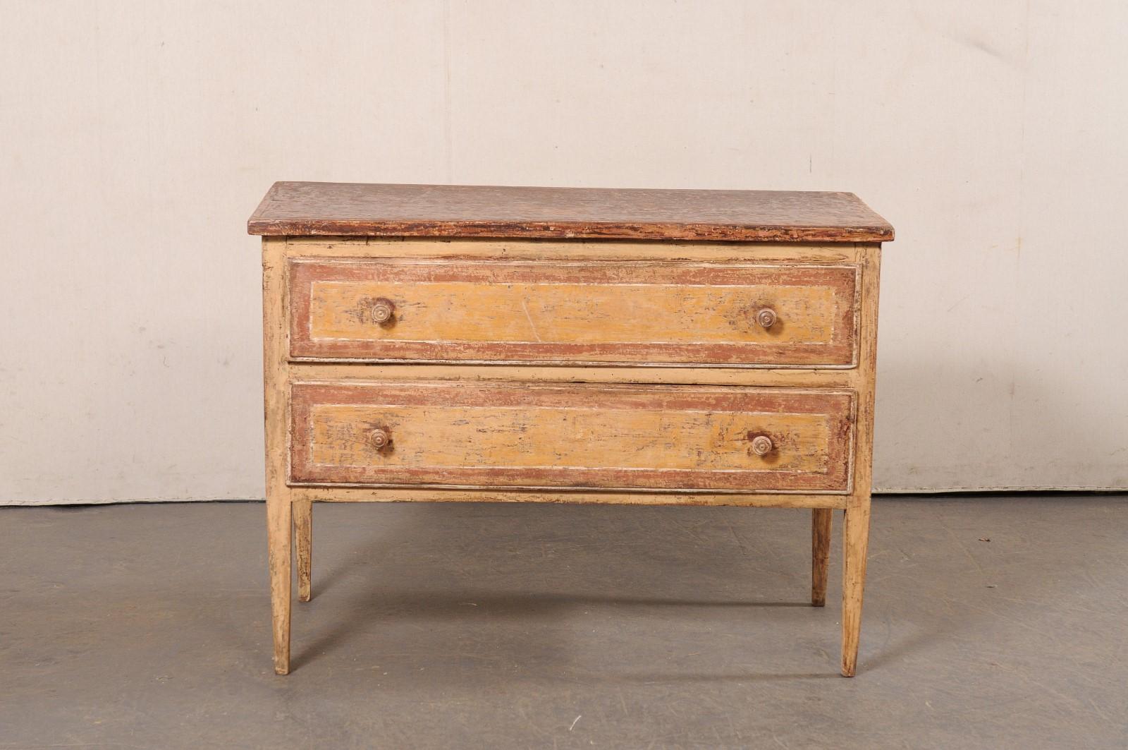 Rustic 19th Century Raised 2-Drawer Chest, Italy For Sale 7