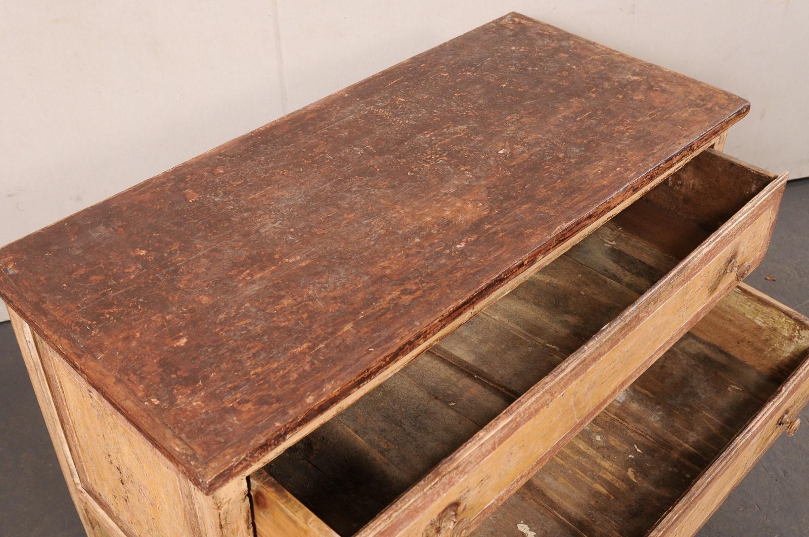 Wood Rustic 19th Century Raised 2-Drawer Chest, Italy For Sale