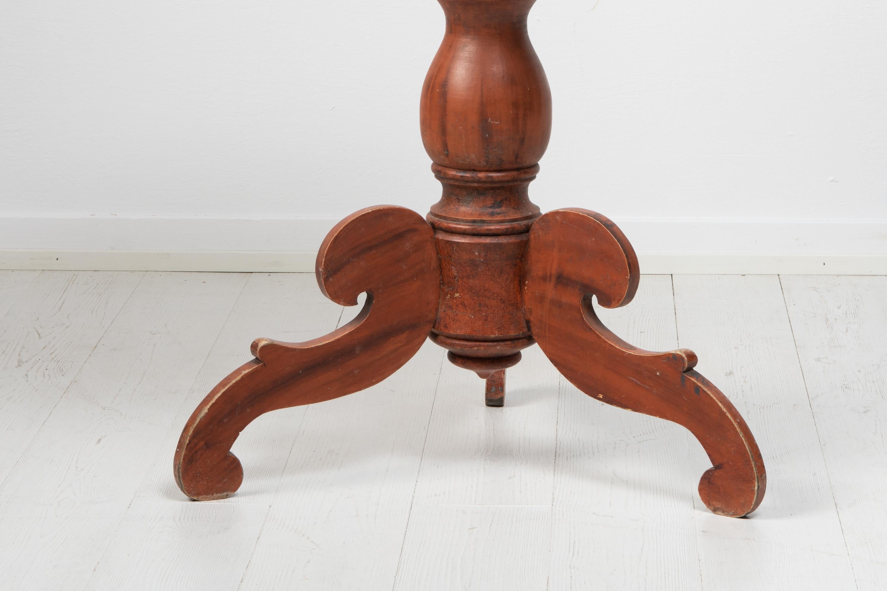 Rustic Antique Genuine Round Swedish Pine Pedestal Table For Sale 2