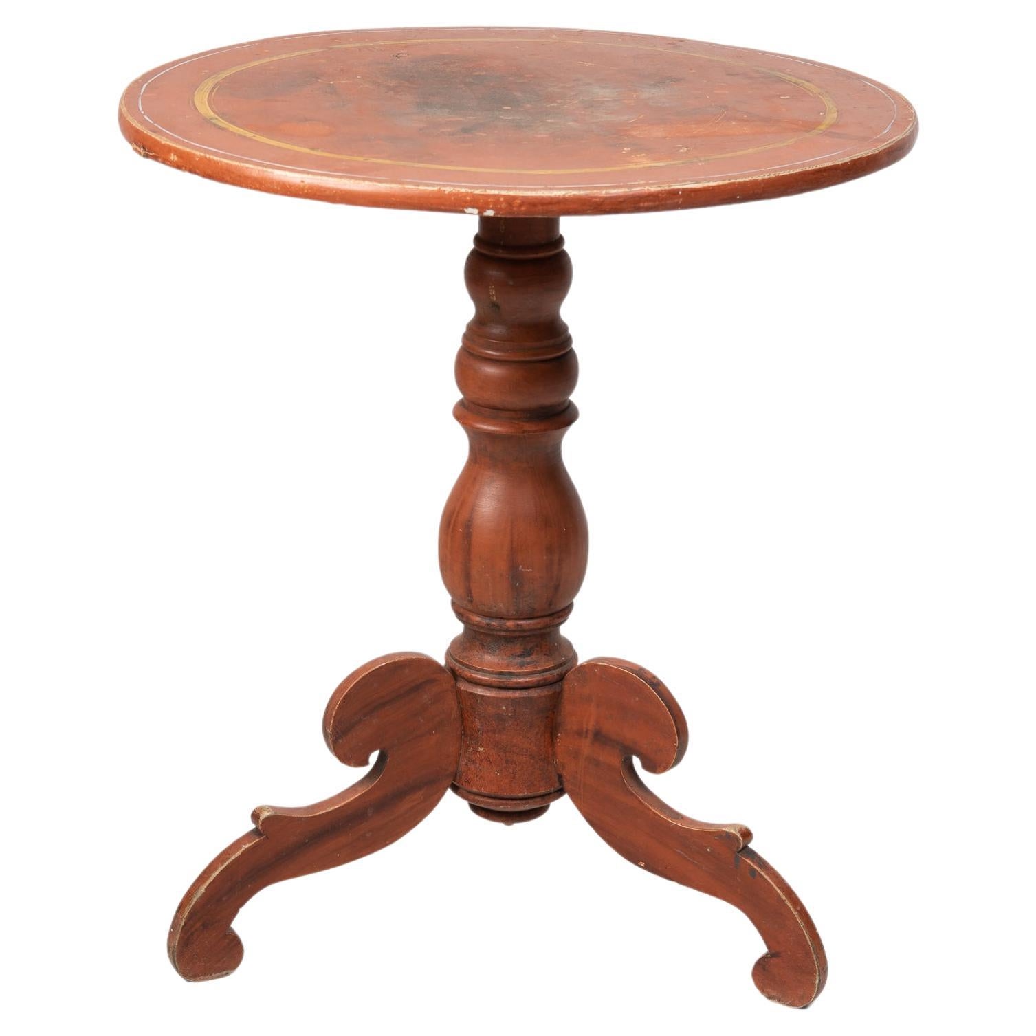 Rustic Antique Genuine Round Swedish Pine Pedestal Table For Sale