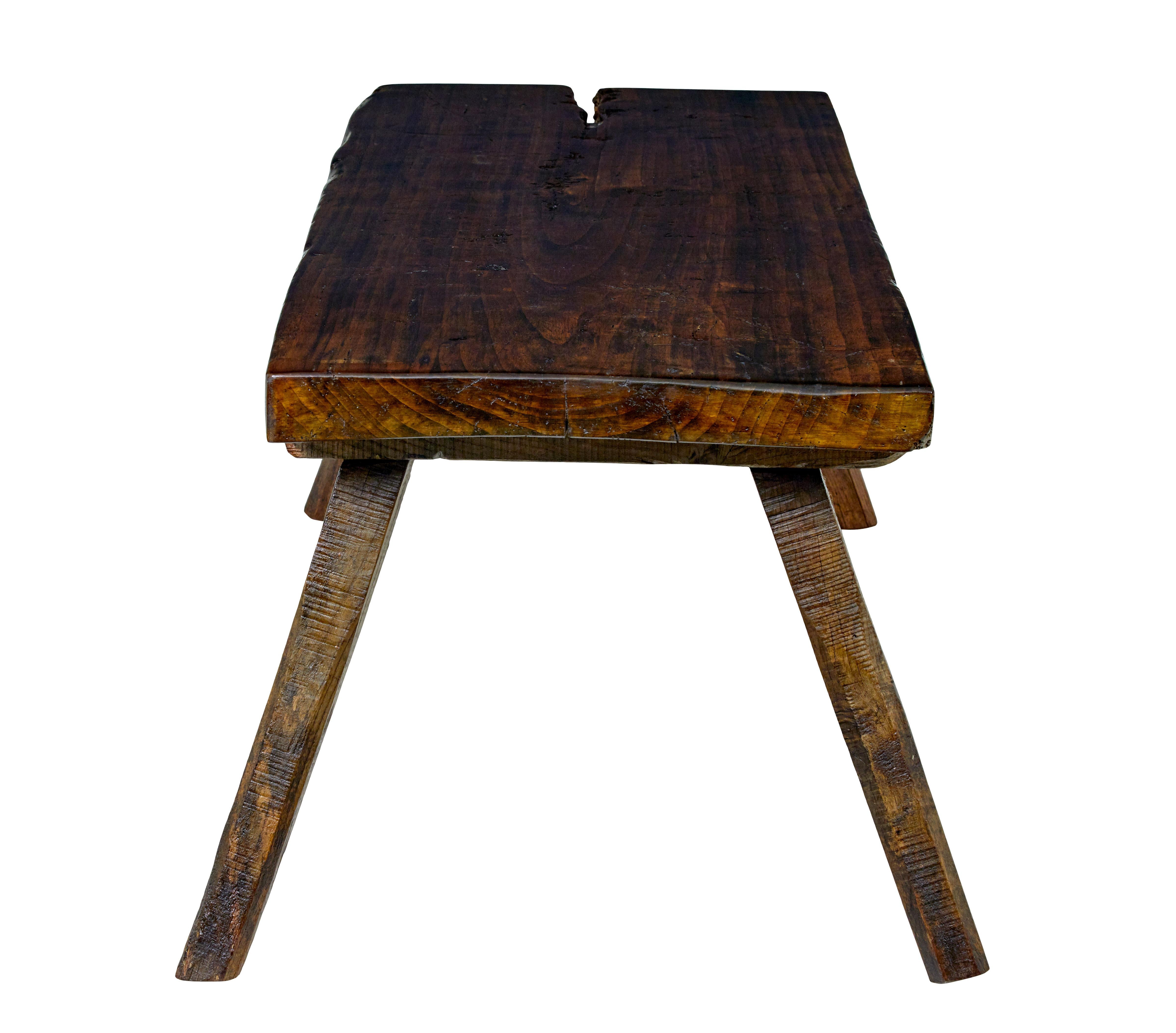 Elm Rustic 19th century Scandinavian elm bench For Sale