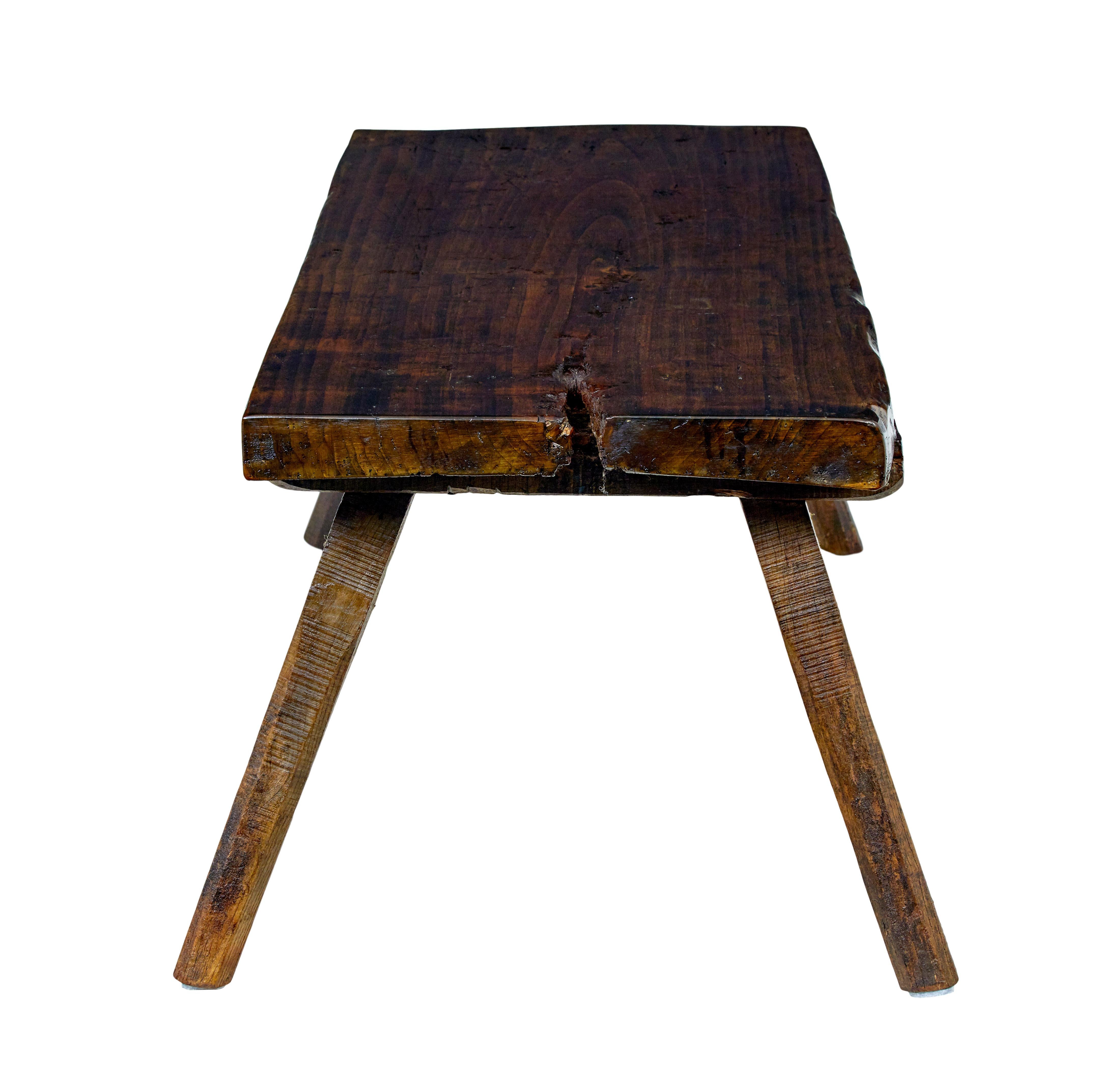 Rustic 19th century Scandinavian elm bench For Sale 2
