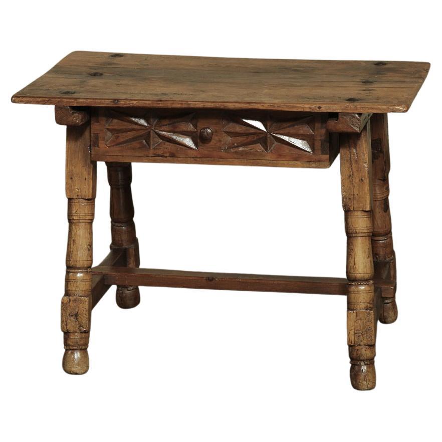 Rustic 19th Century Spanish Hand Carved End Table