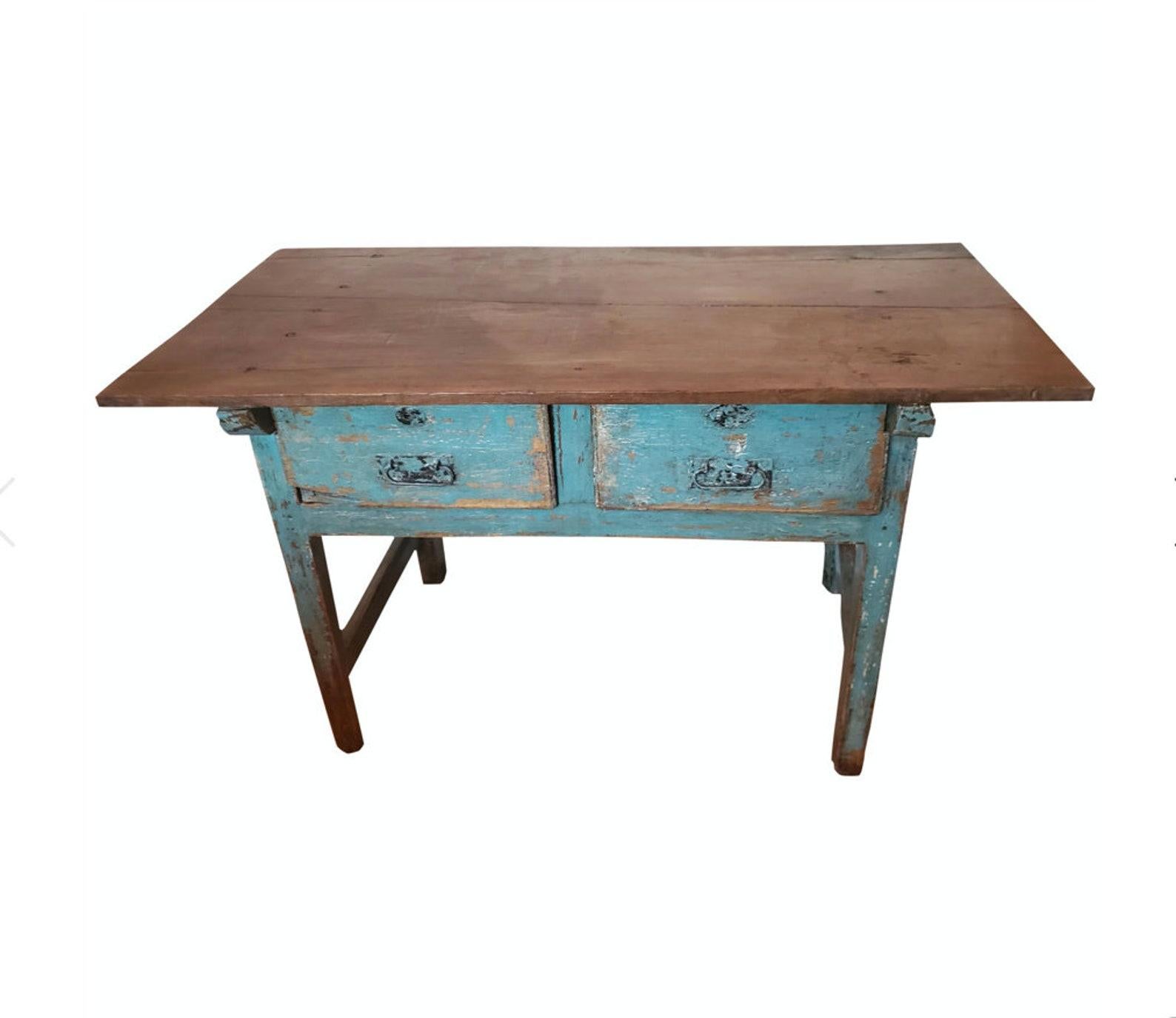 Rustic 19th Century Spanish Pine Work Bench Table For Sale 8