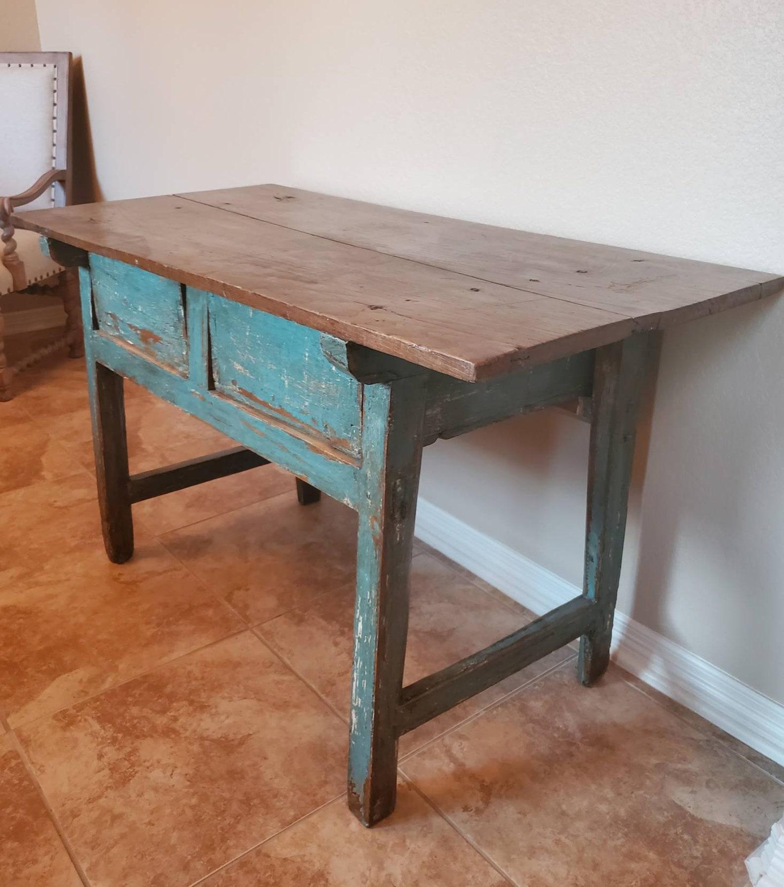 Rustic 19th Century Spanish Pine Work Bench Table For Sale 5