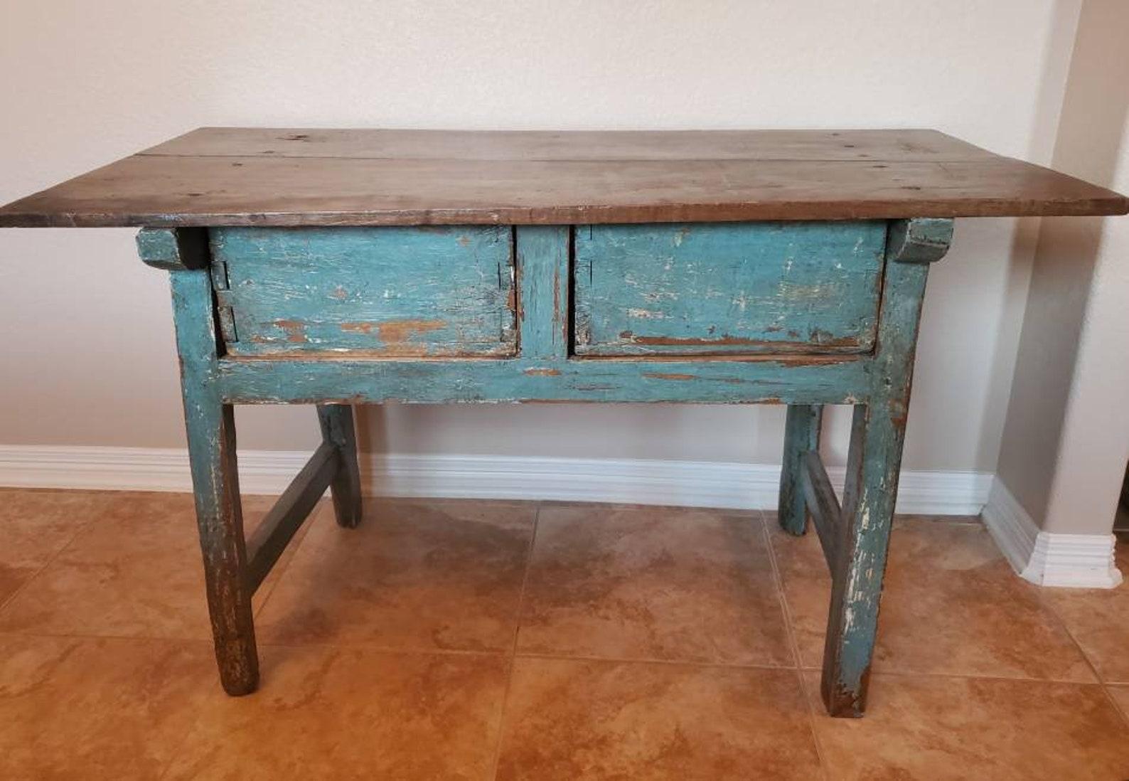 Rustic 19th Century Spanish Pine Work Bench Table For Sale 6